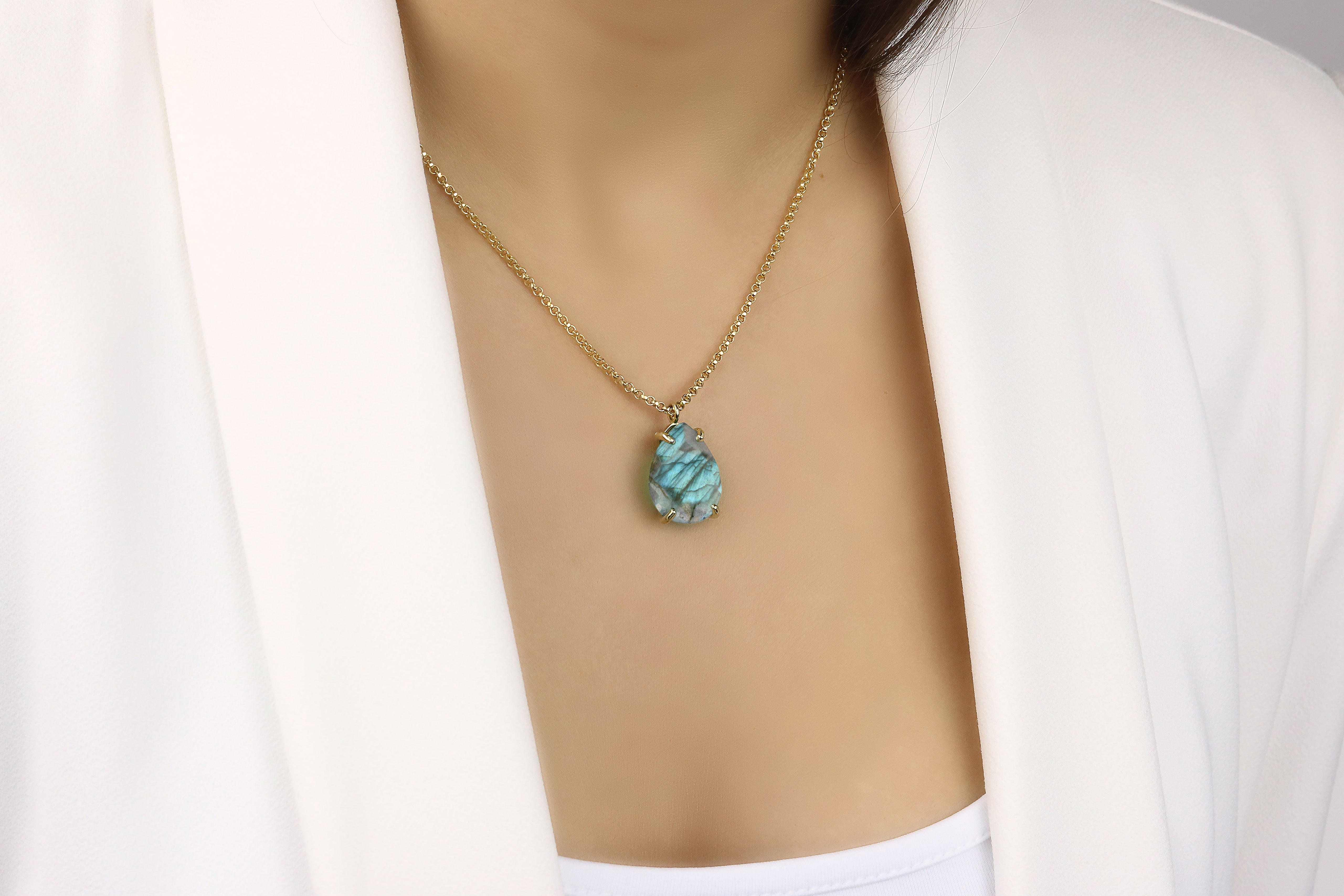 Fascinating Labradorite Necklace in 14k Rose Gold Filled necklaces Anemone Jewelry