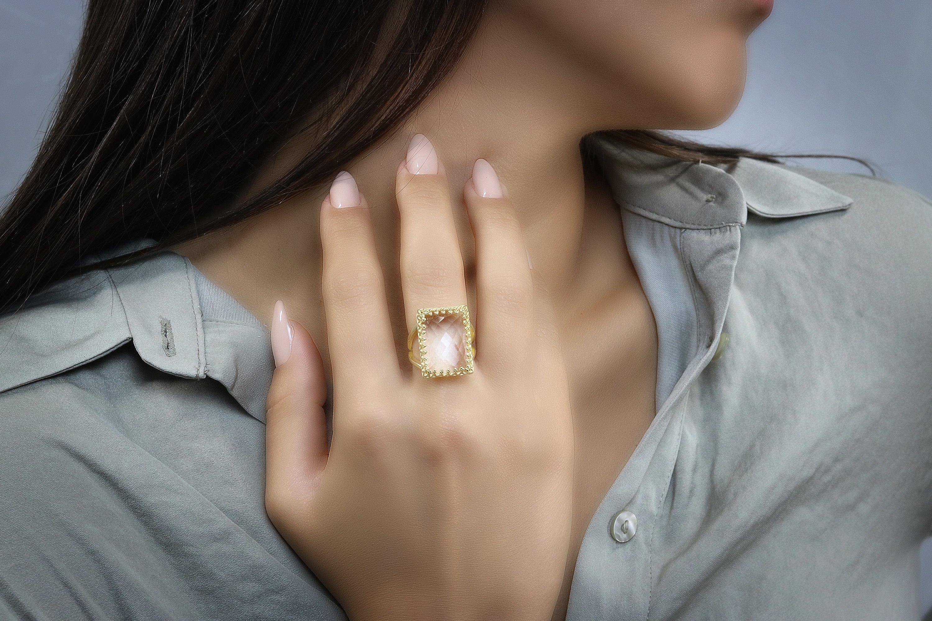 Crystal Quartz Jewelry with 14K Gold-filled Ring Band Rings Anemone Jewelry