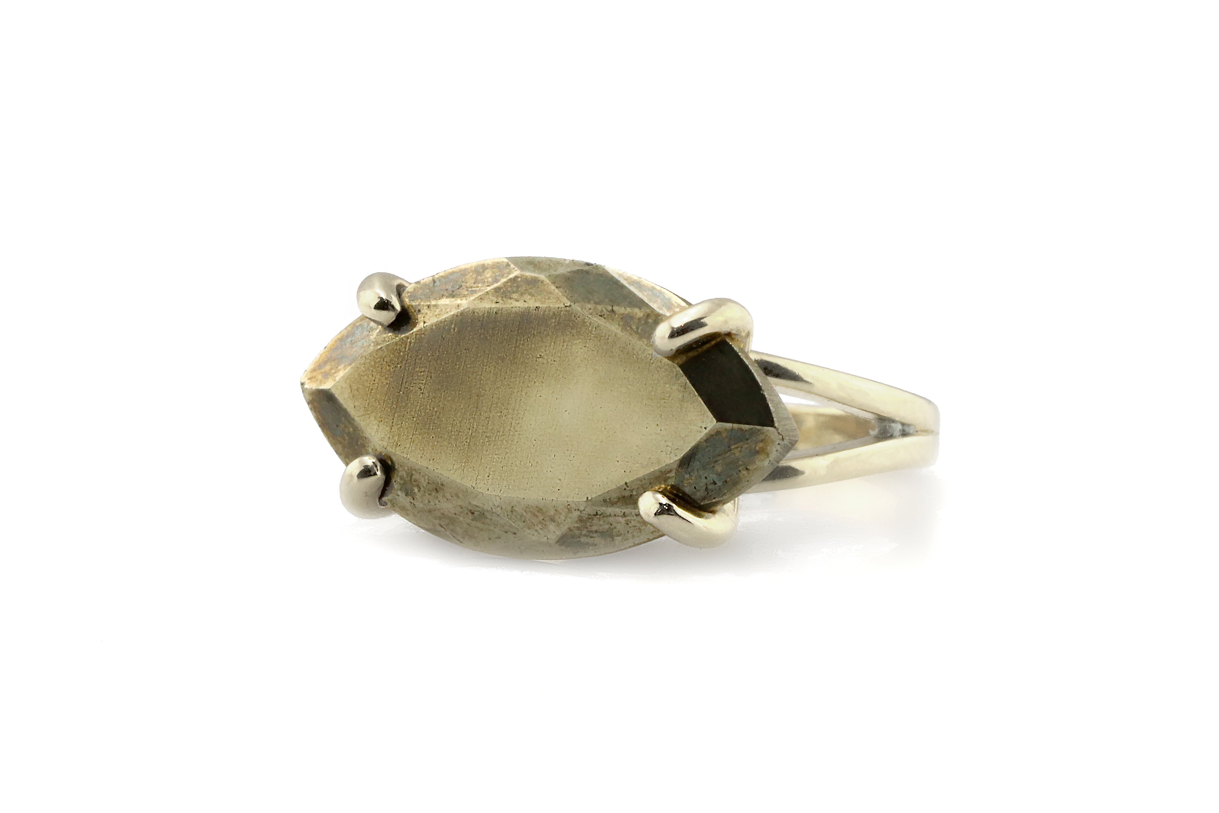 Iron Pyrite Statement Marquise Cut Ring in 14k Gold Filled Rings Anemone Jewelry