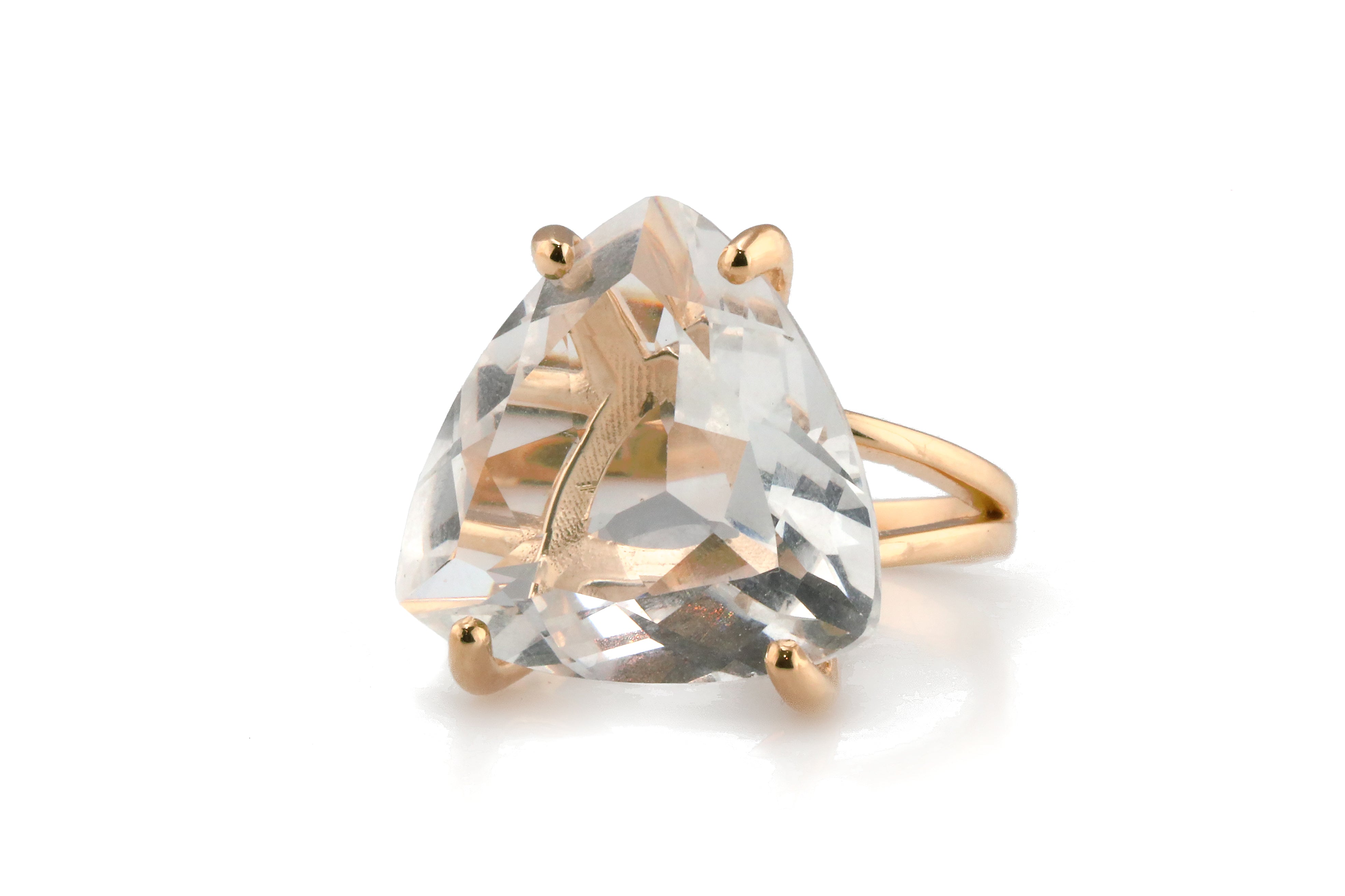 Fascinating 14K Rose Gold Crystal Quartz Ring Rings Anemone Jewelry