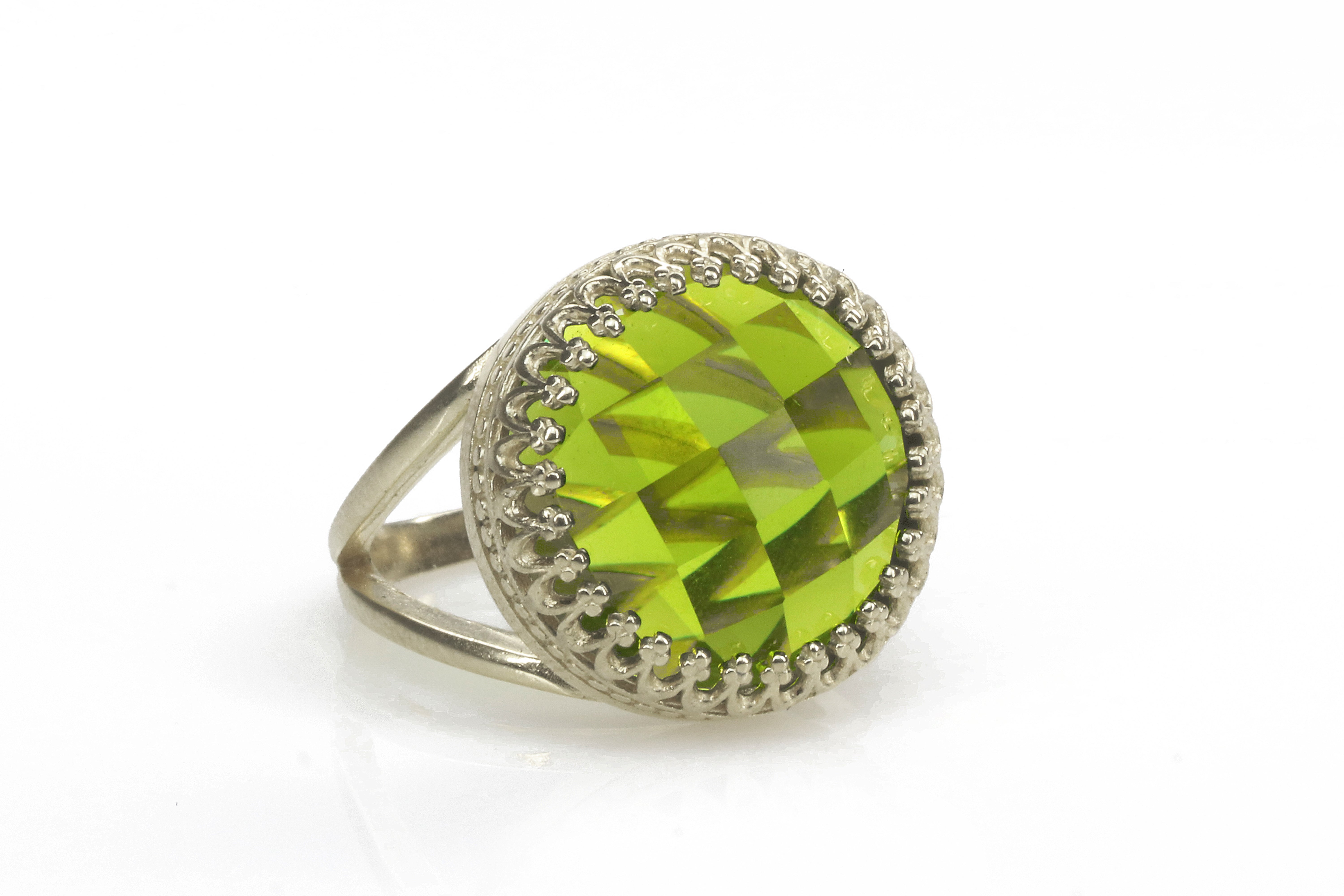 Radiant Peridot Sterling Silver Ring Rings Anemone Jewelry