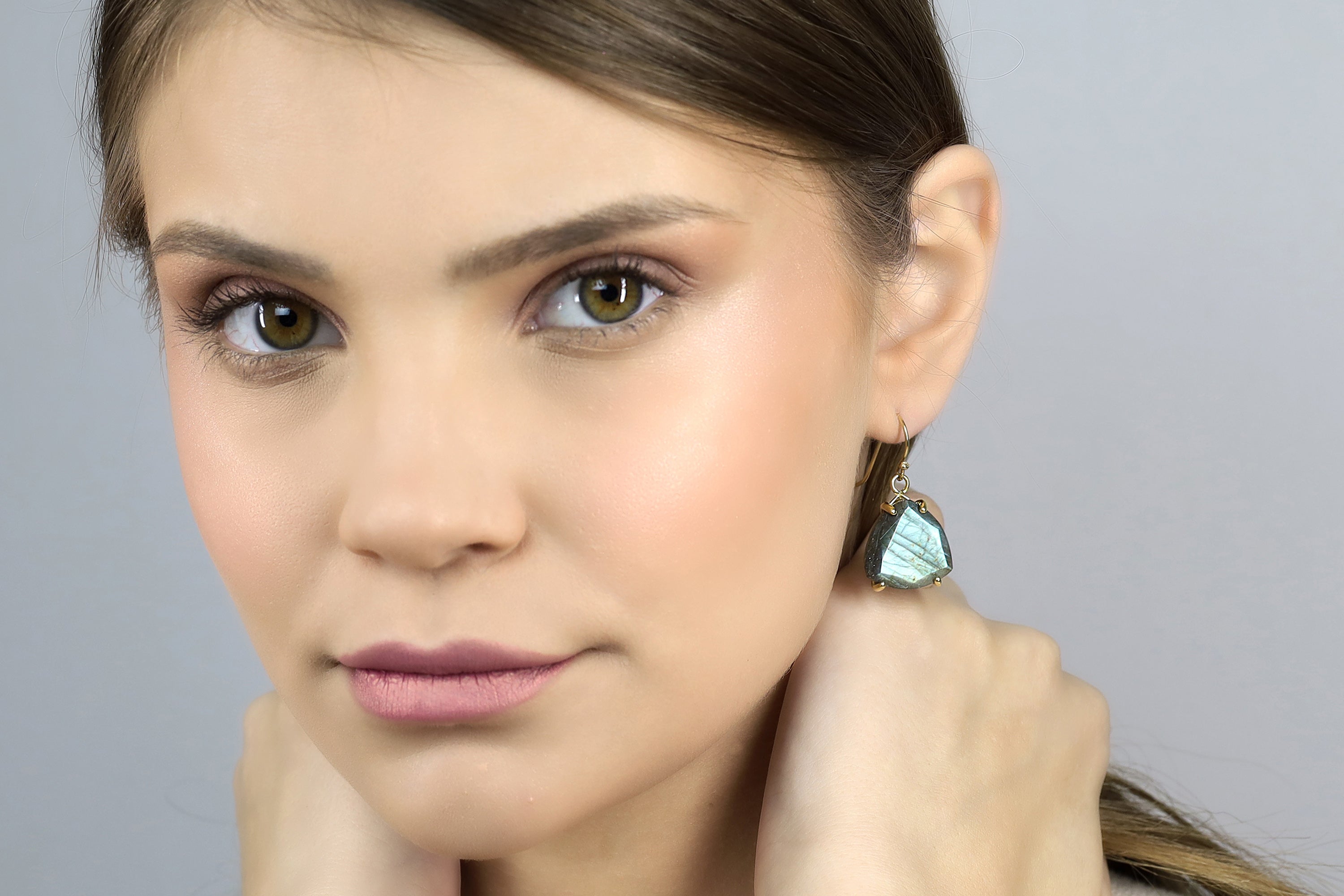 Triangle Labradorite Gold Dangling Earrings for Women Earrings Anemone Jewelry