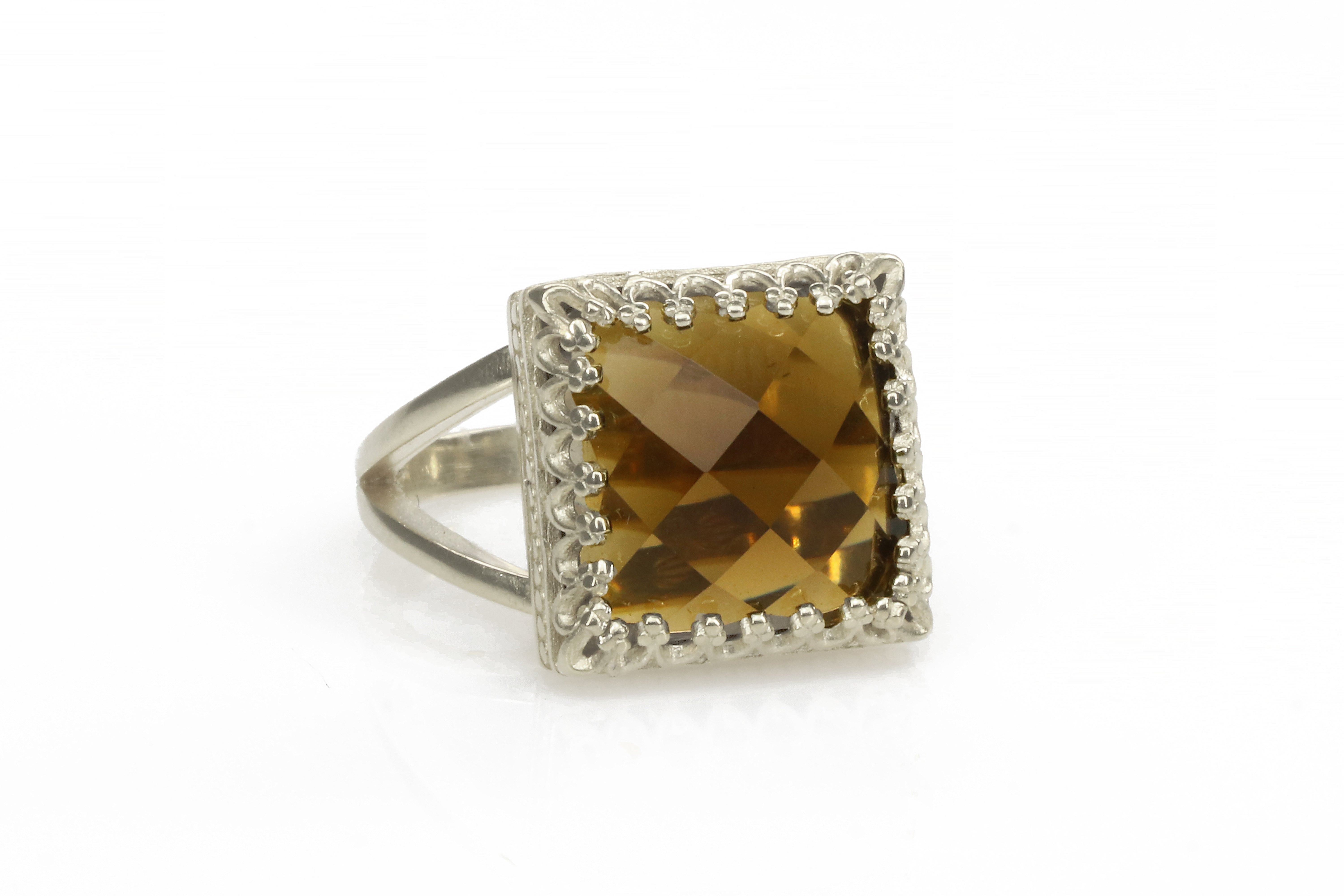 Stunning 12x12mm Smoky Quartz in Sterling Silver Rings Anemone Jewelry