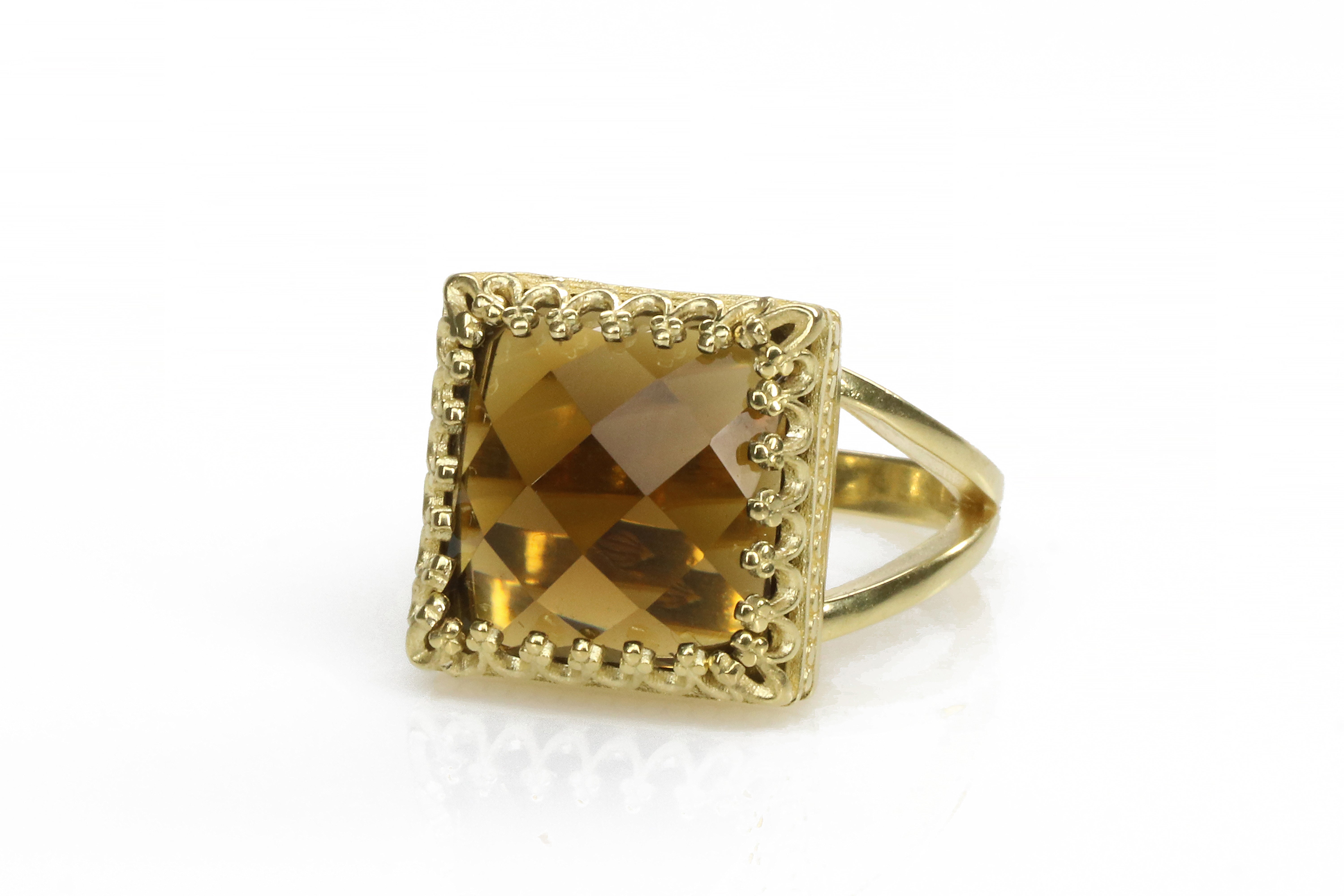 Stunning 12x12mm Smoky Quartz in Sterling Silver Rings Anemone Jewelry