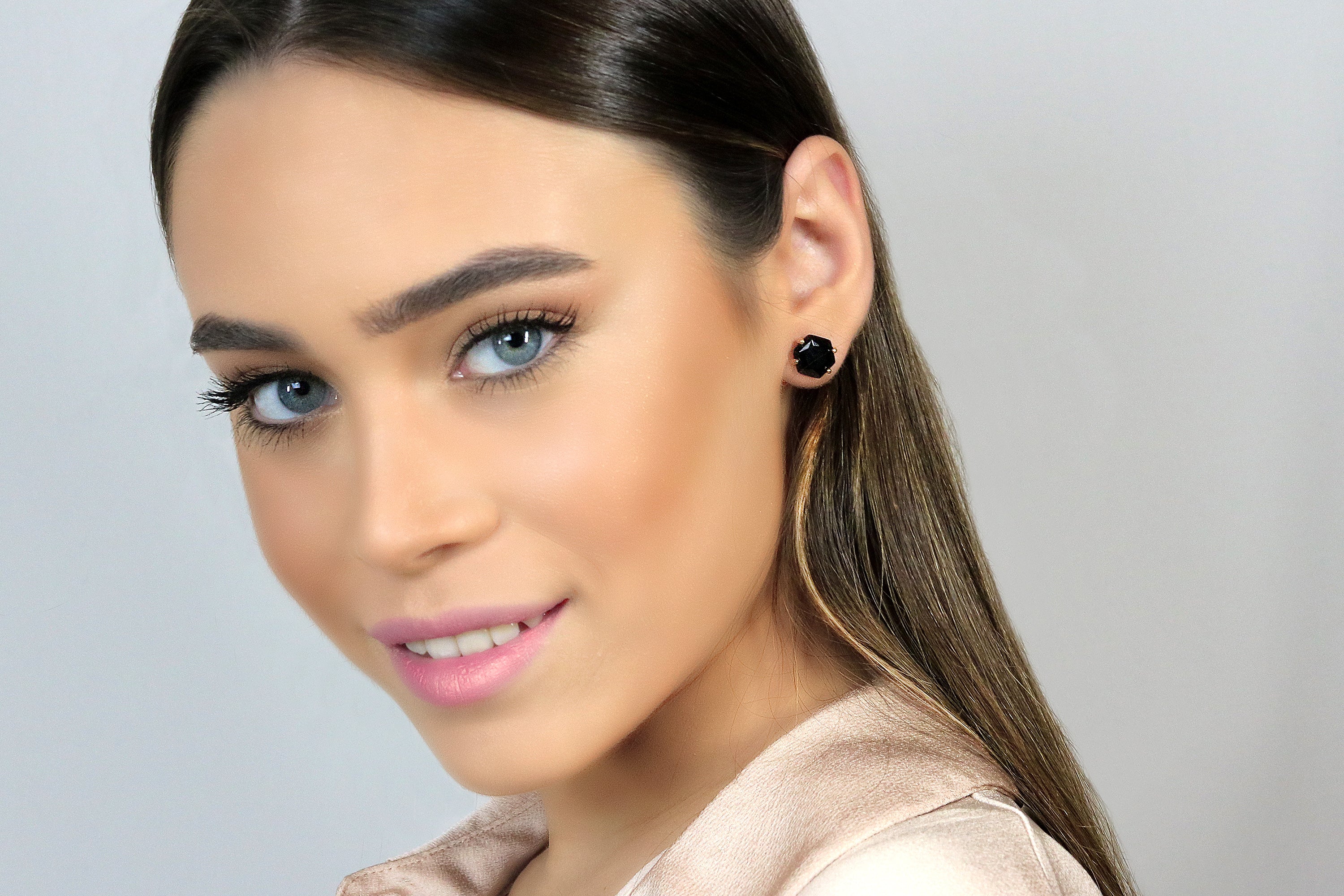 Simple Black Onyx Gold Stud Earrings Earrings Anemone Unique