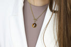 Tiger's Eye Round Pendant Necklace in 14k Gold necklaces Anemone Limited