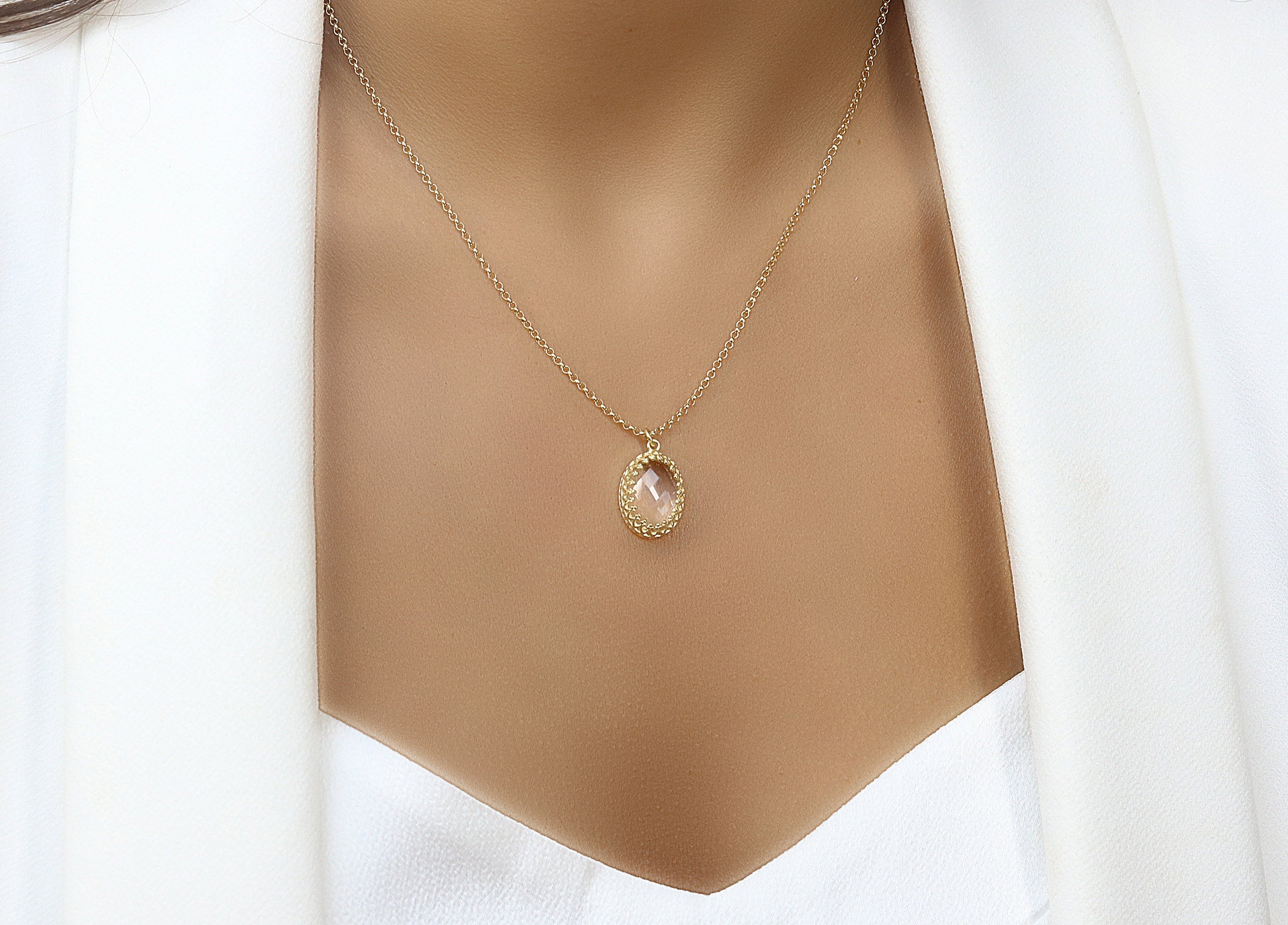 Classic Crystal Quartz Necklace in Gold necklaces Anemone Jewelry