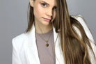 Tiger's Eye Round Pendant Necklace in 14k Gold necklaces Anemone Limited