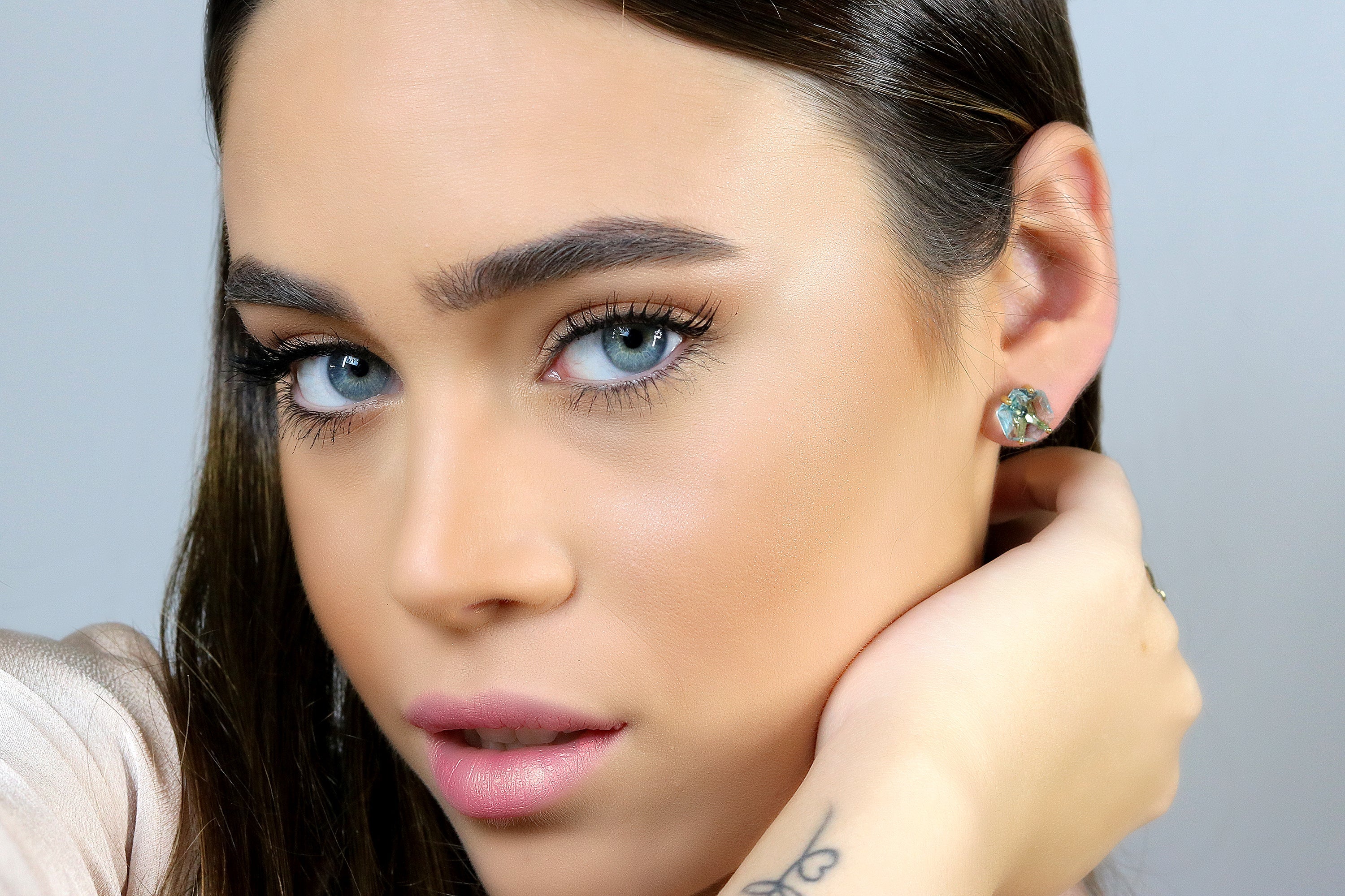 Gold Blue Topaz Earrings Earrings Anemone Unique