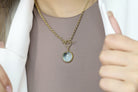 Blue Topaz Bezel Set Gold Toggle Pendant Necklace necklaces Anemone Limited