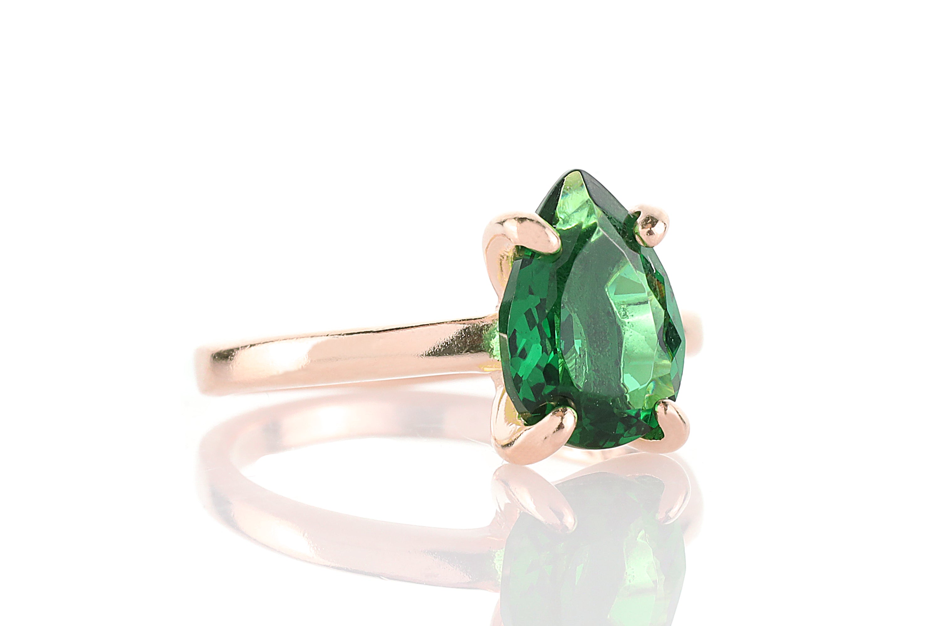 Verdant Pear Emerald Sterling Silver Ring Rings Anemone Unique