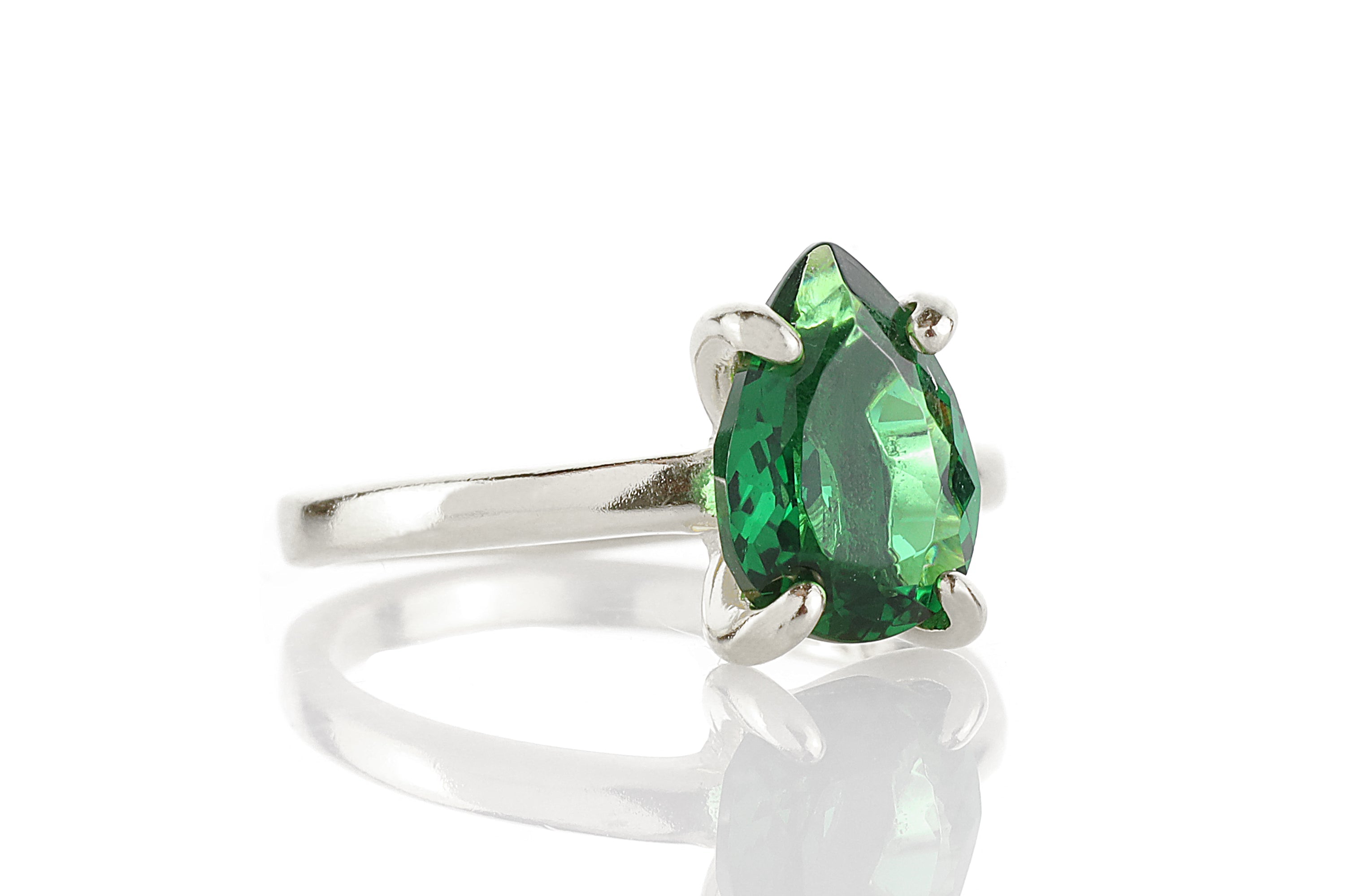 Pear Emerald Gold Filled Ring Rings Anemone Unique