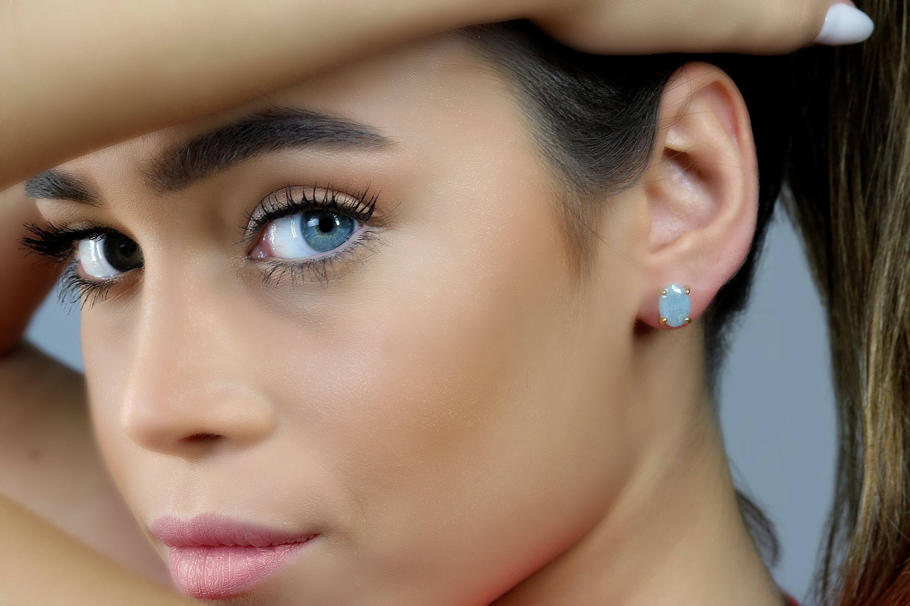 Oval Aquamarine Gold Stud Earrings Earrings Anemone Unique