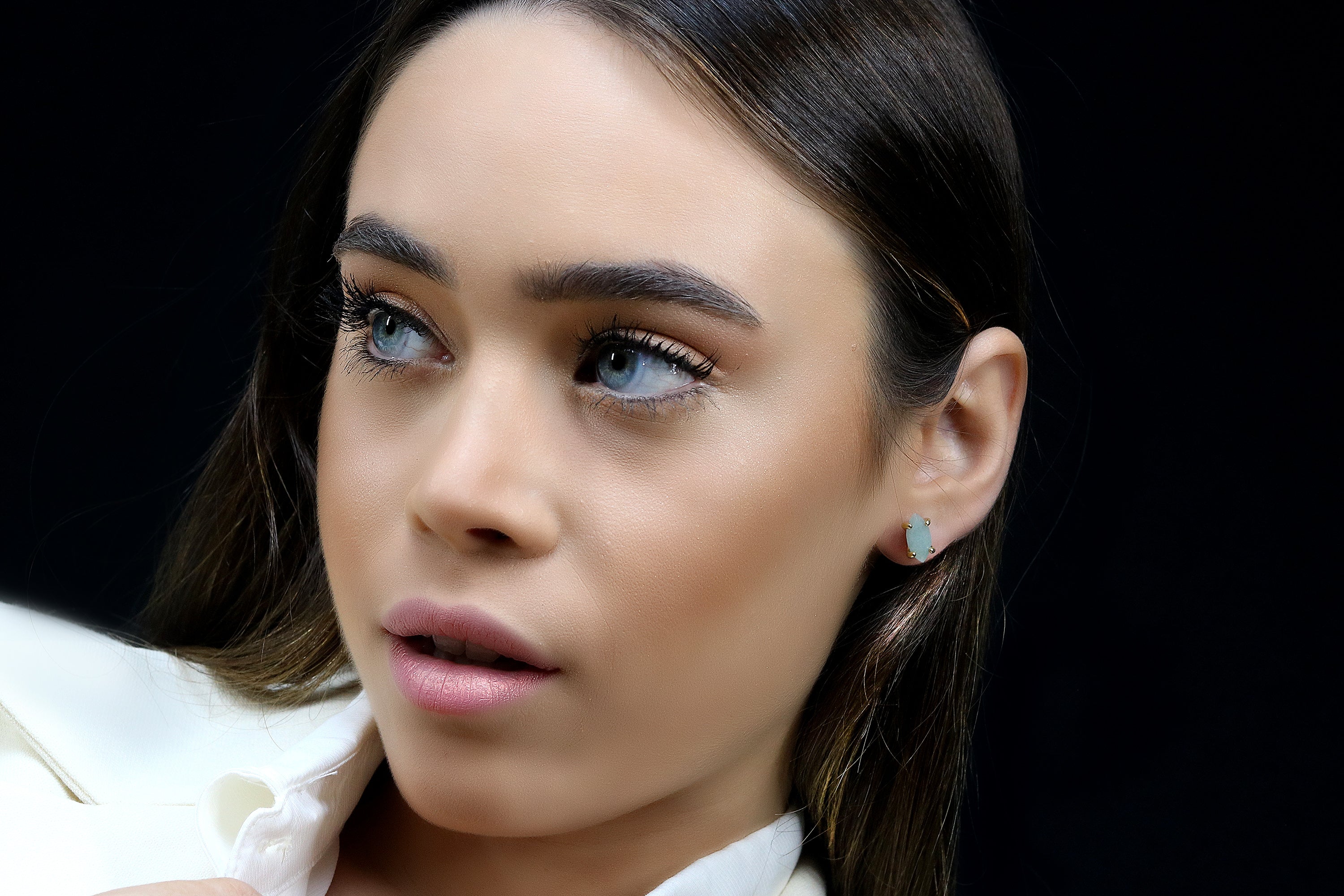 Minimalist Aquamarine Gold Filled Earrings Earrings Anemone Unique