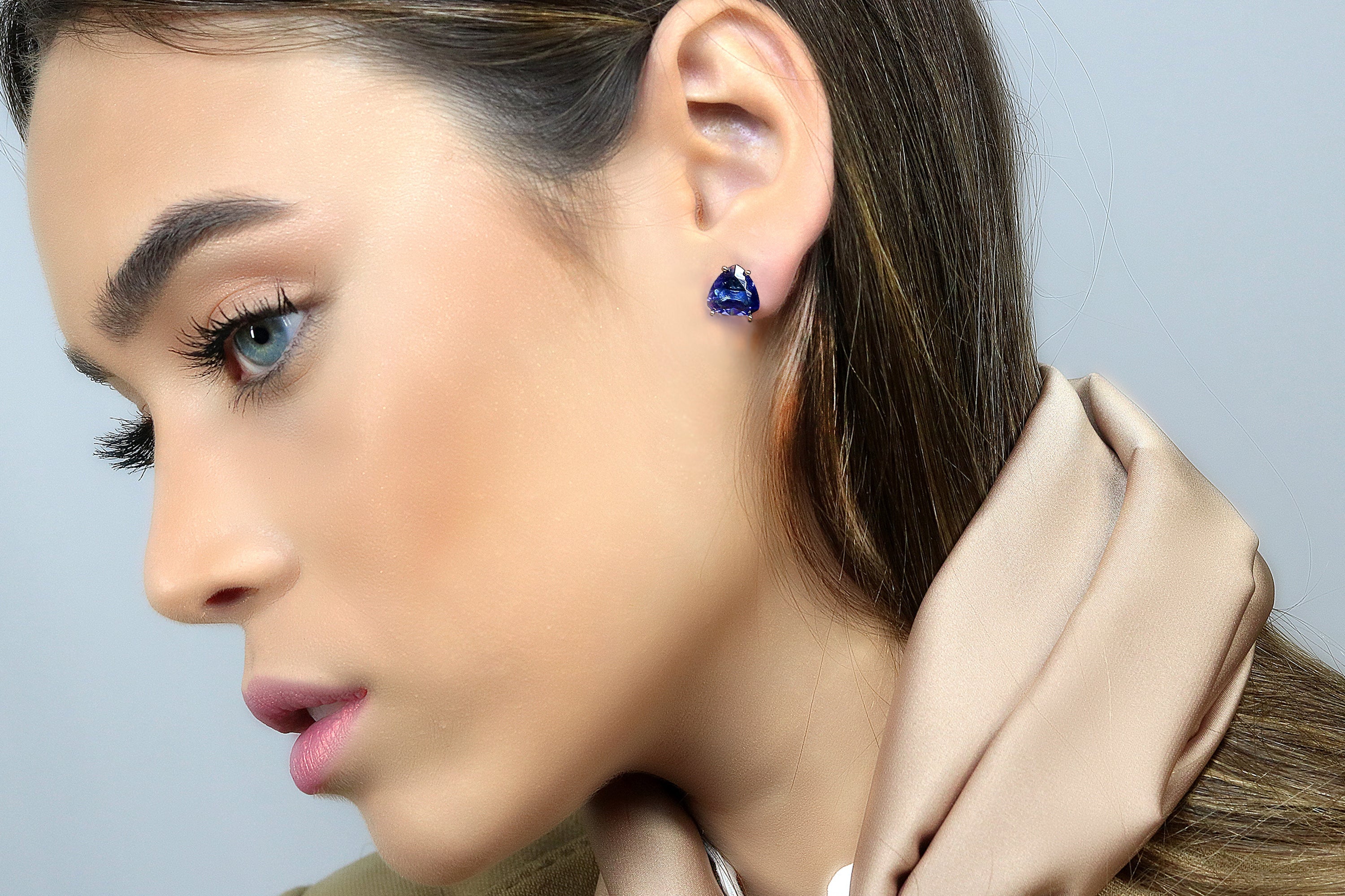 Brilliant Sapphire Stud Sterling Silver Earrings Earrings Anemone Unique