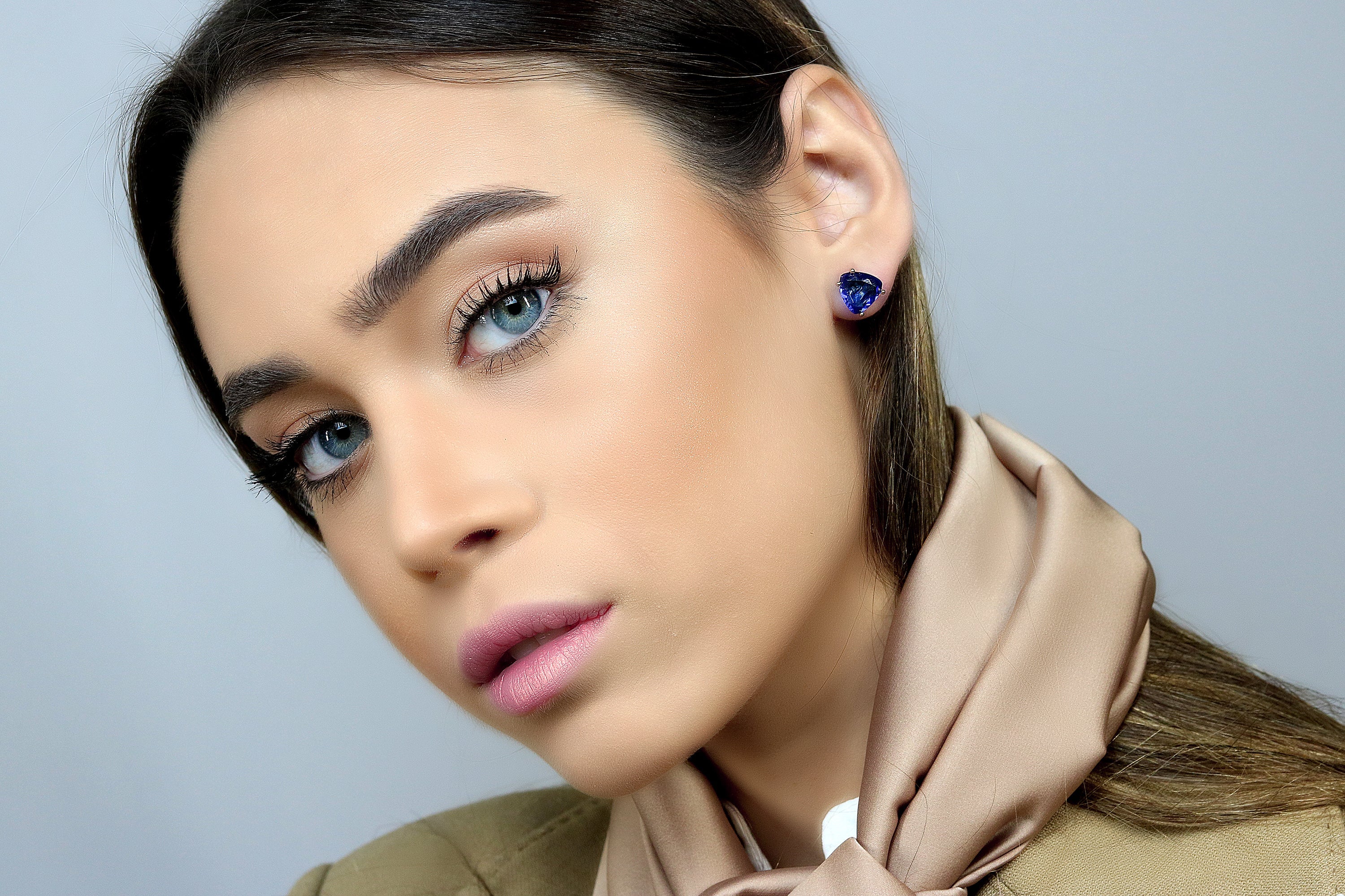 Sapphire Statement Gold Stud Earrings Earrings Anemone Unique