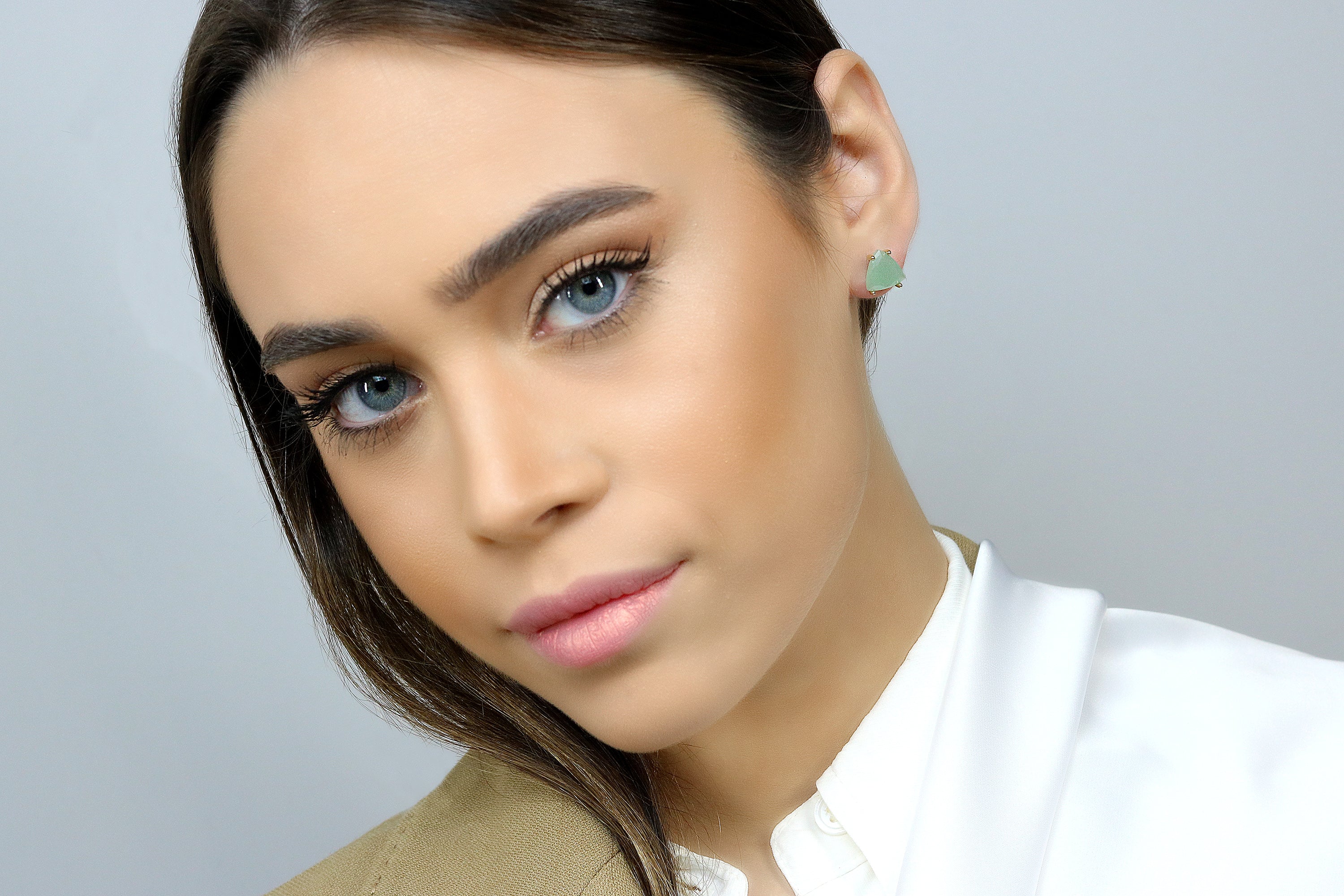 Trilliant Green Aventurine Gold Earrings Earrings Anemone Unique