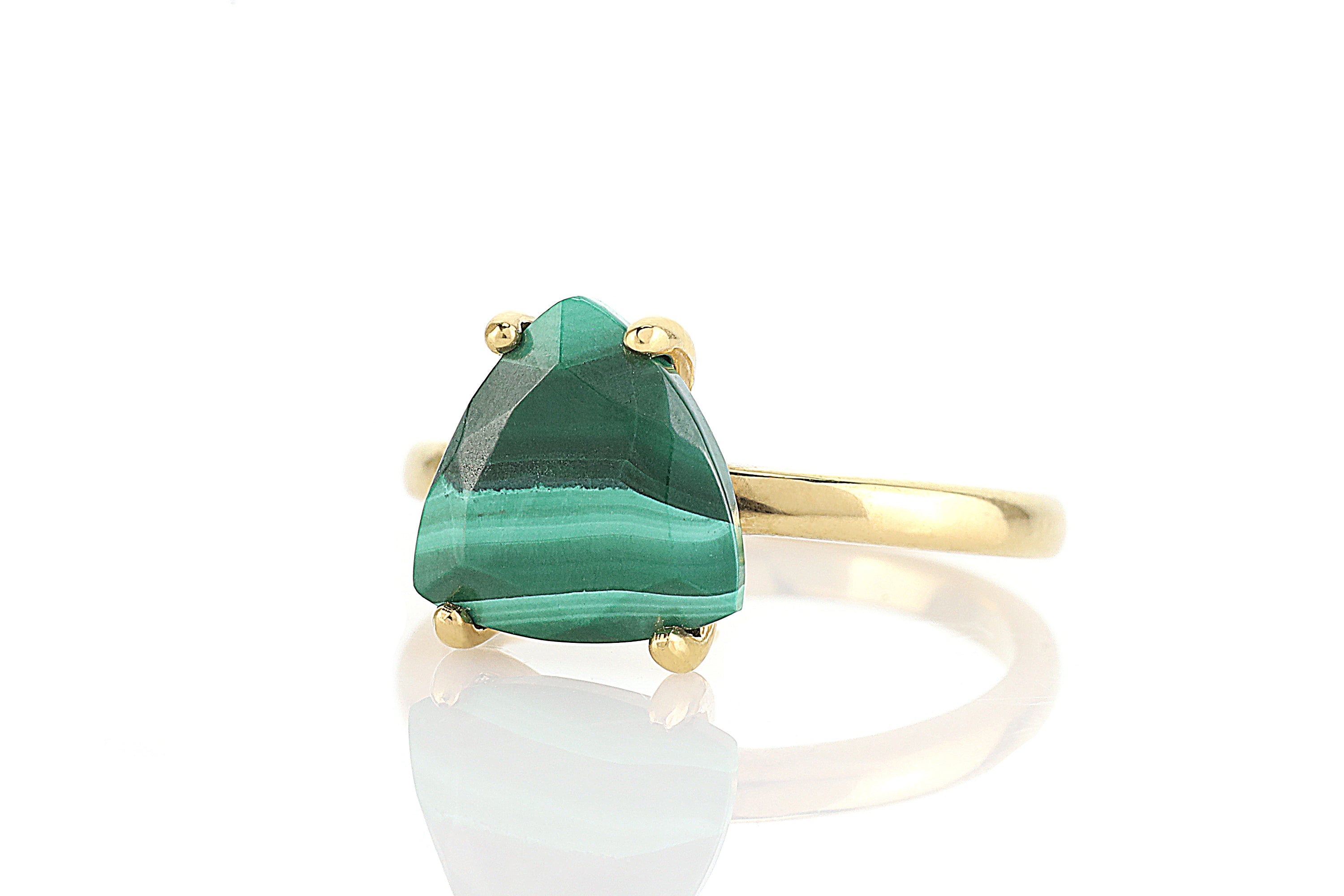 Trilliant Malachite Ring in Gold Filled Rings Anemone Unique