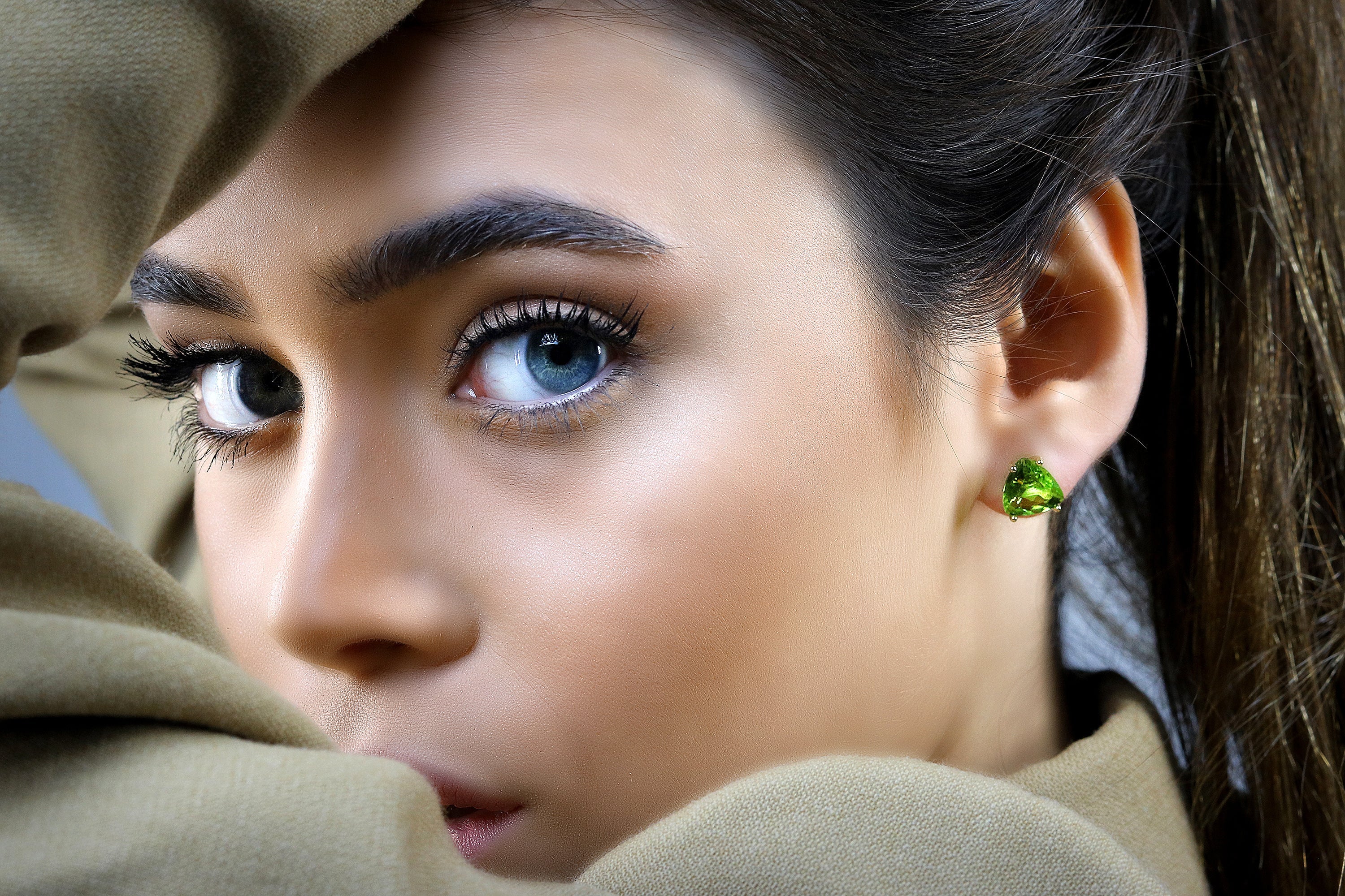 Handmade Peridot Stud Rose Gold Earrings Earrings Anemone Unique