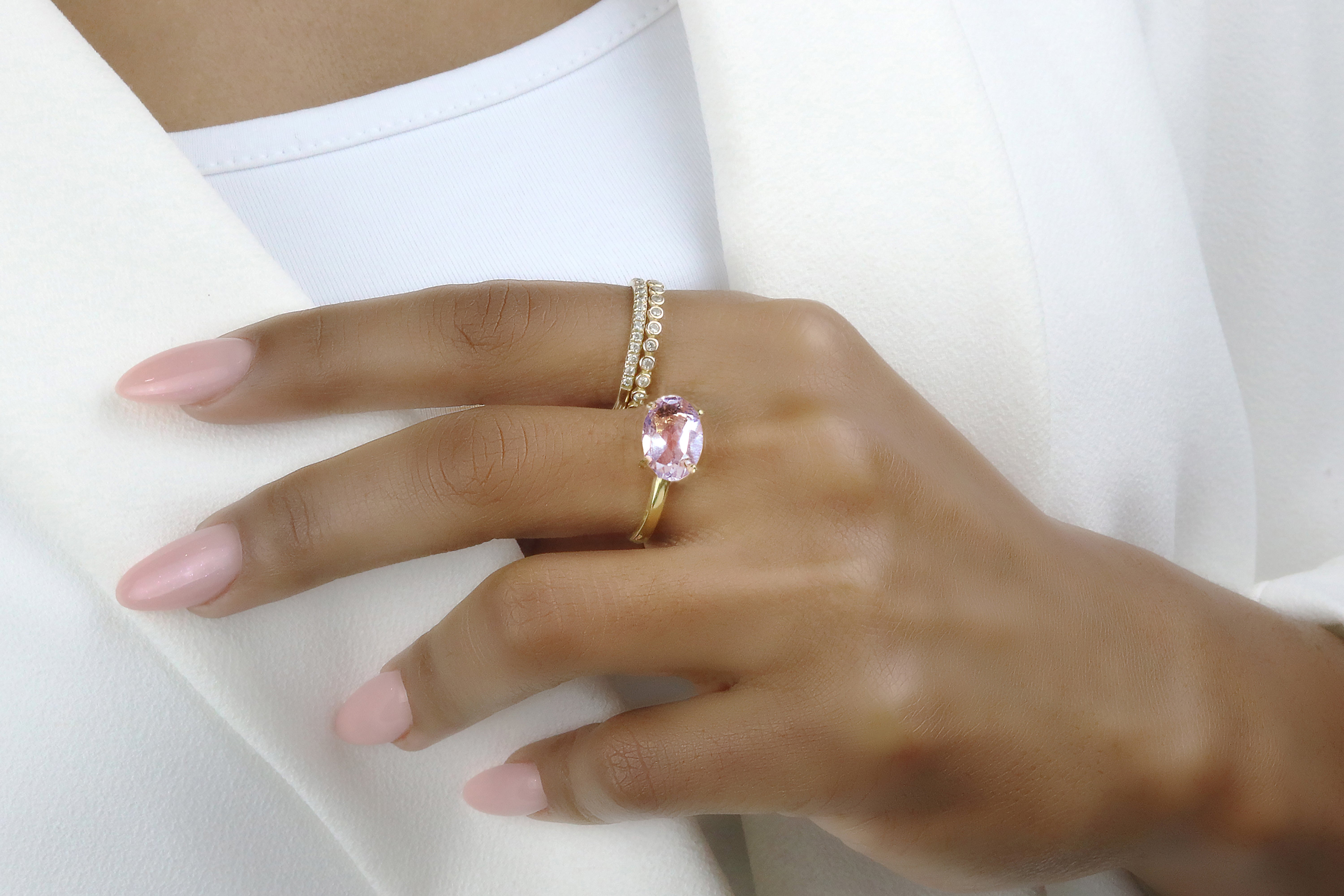 Silver Rose Quartz Oval Engagement Ring Rings Anemone Unique
