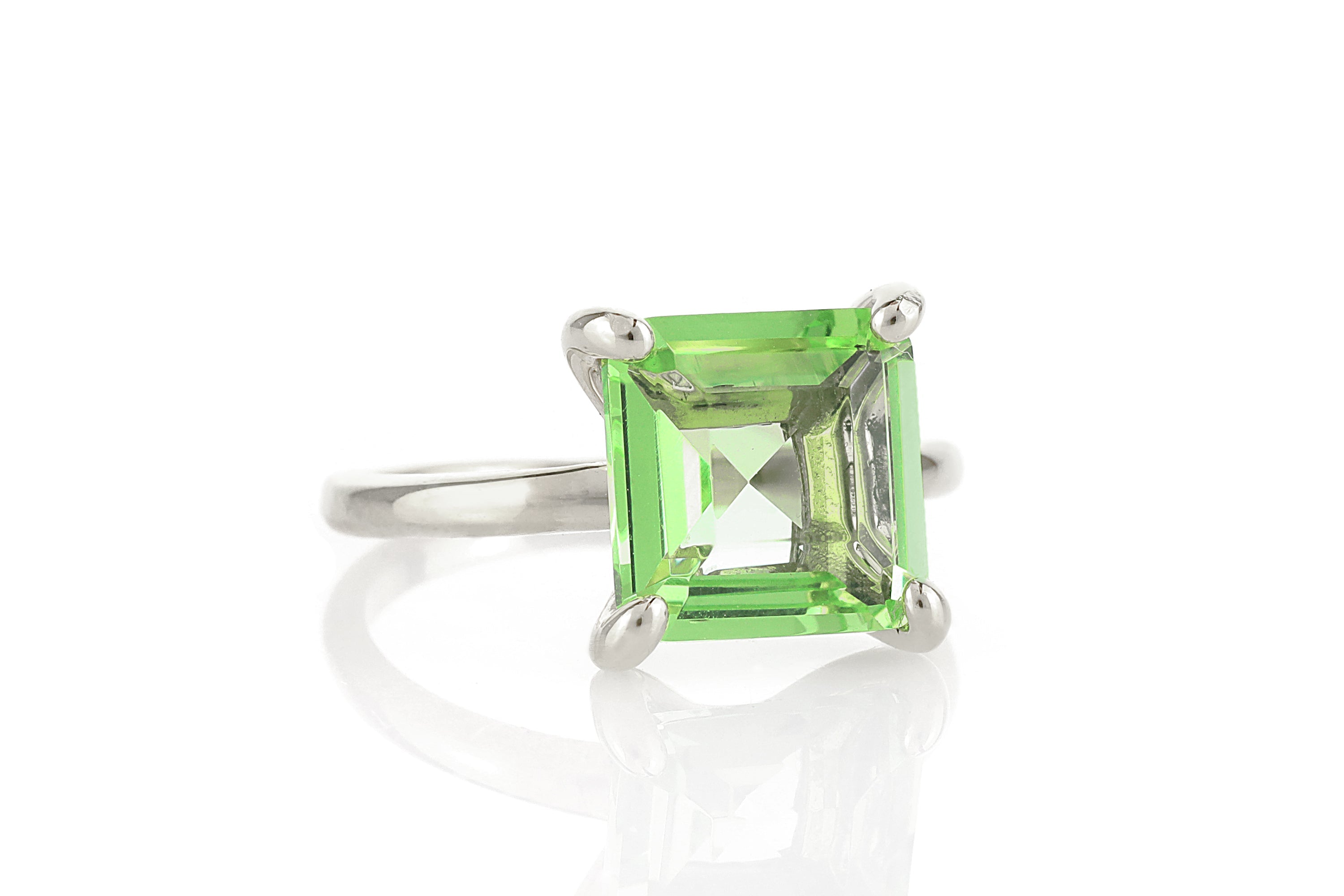 Sterling Silver Square Green Tourmaline Ring Rings Anemone Unique