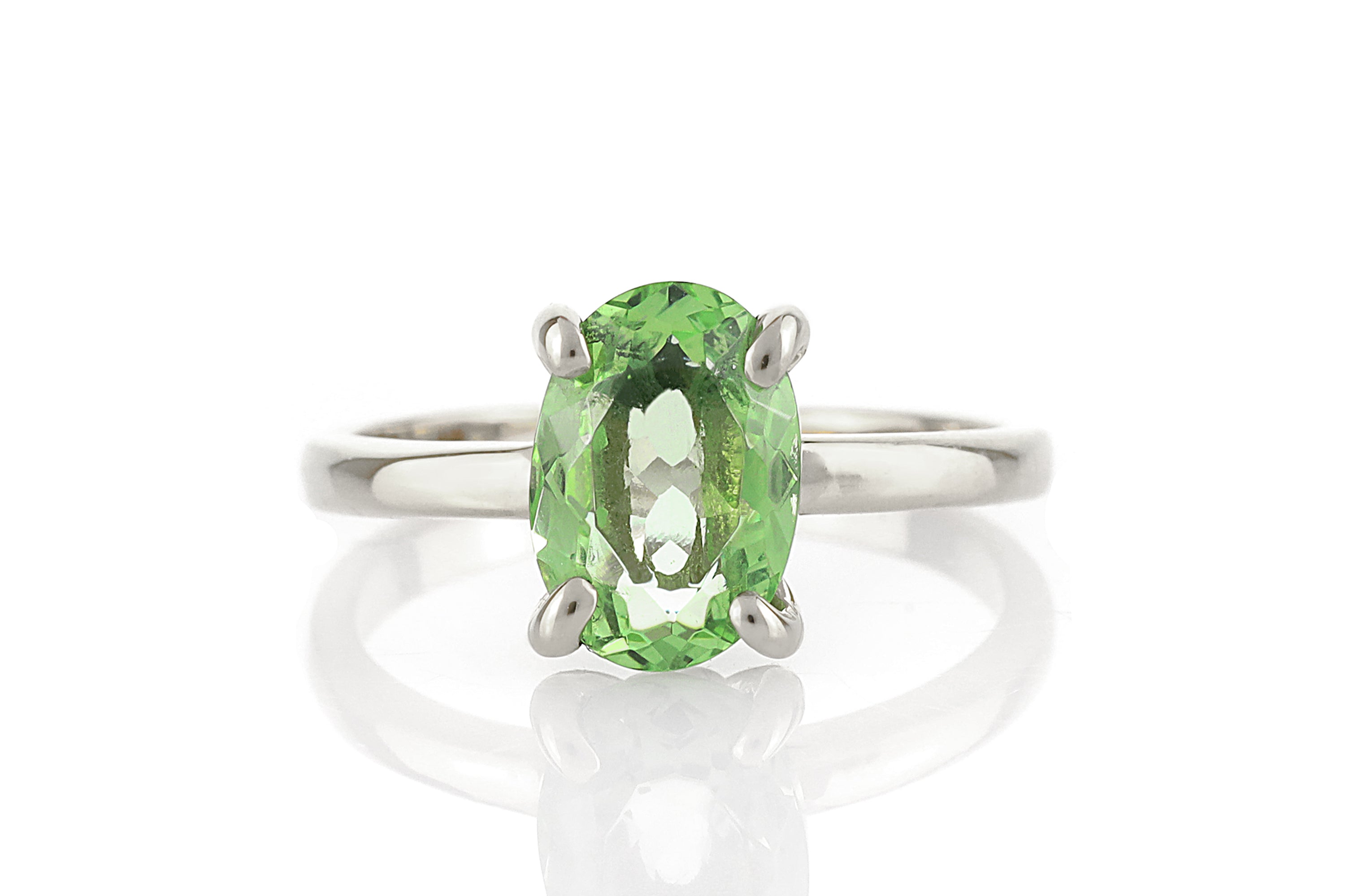 Sterling Silver Green Tourmaline Oval Ring Rings Anemone Unique