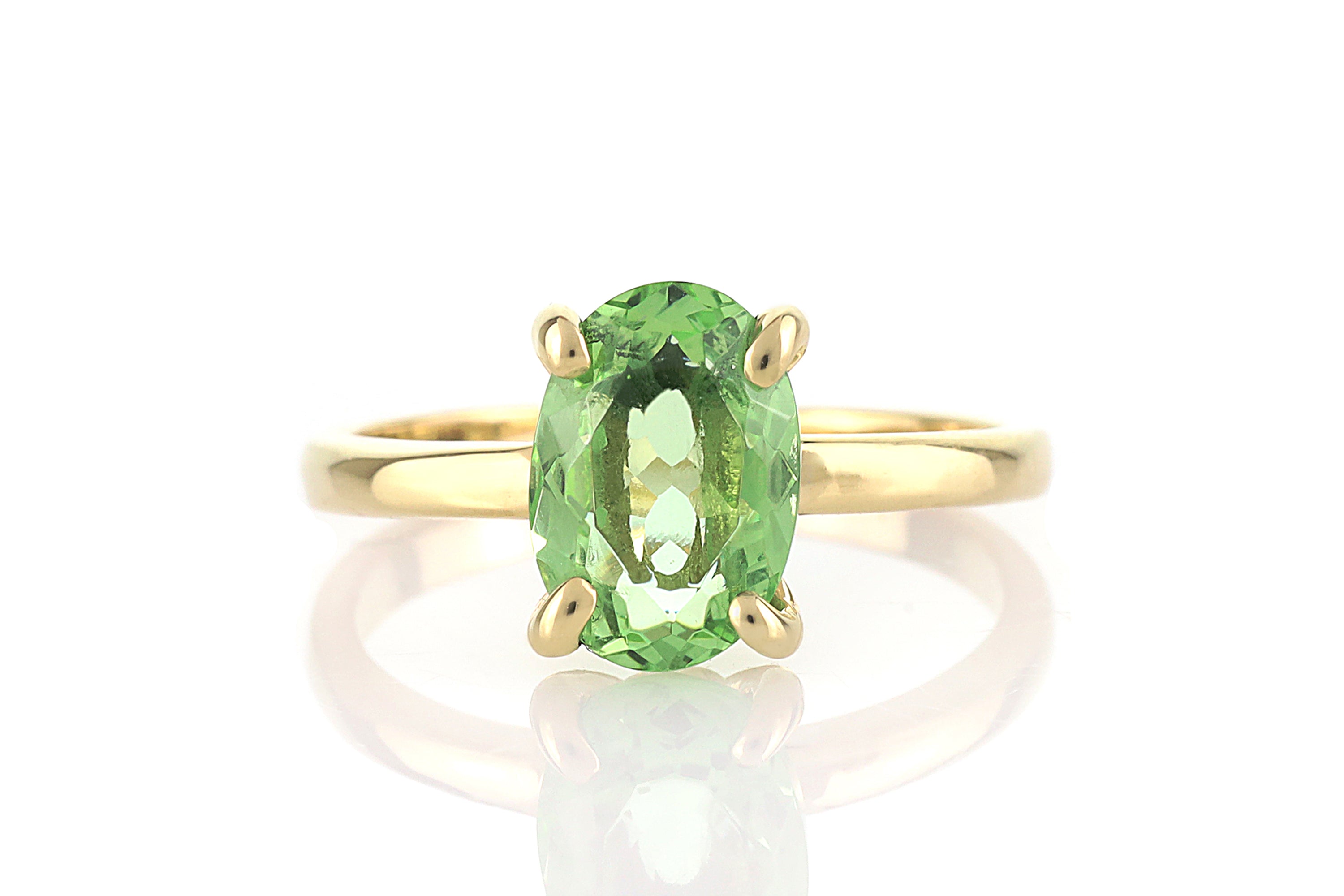 Sterling Silver Green Tourmaline Oval Ring Rings Anemone Unique