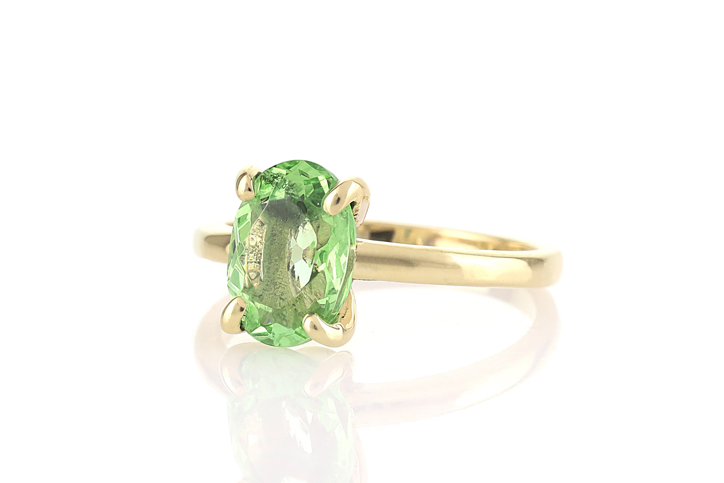 October Birthstone Green Tourmaline Gold Filled Ring Rings Anemone Unique