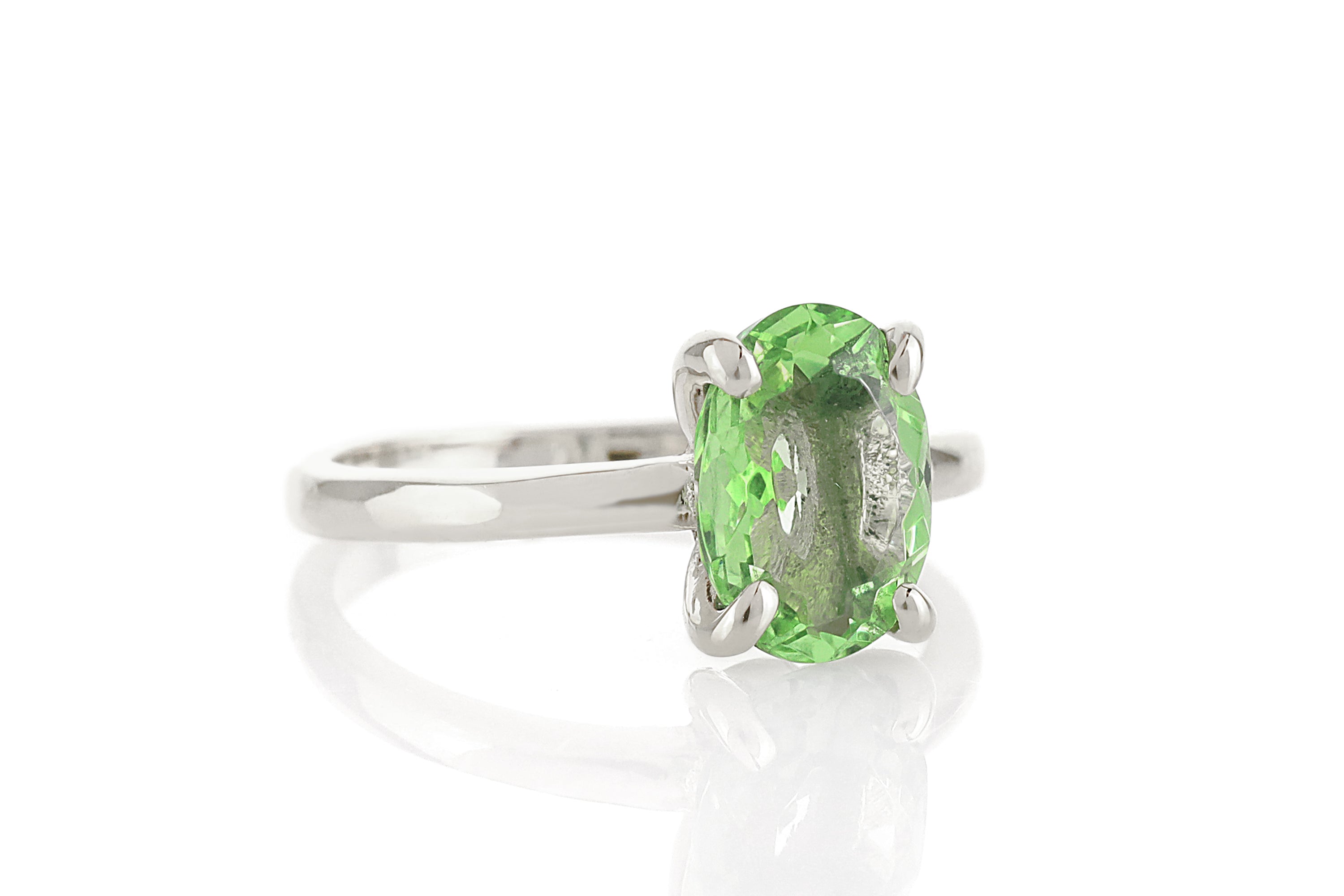 Sterling Silver Green Tourmaline Oval Ring Rings Anemone Unique