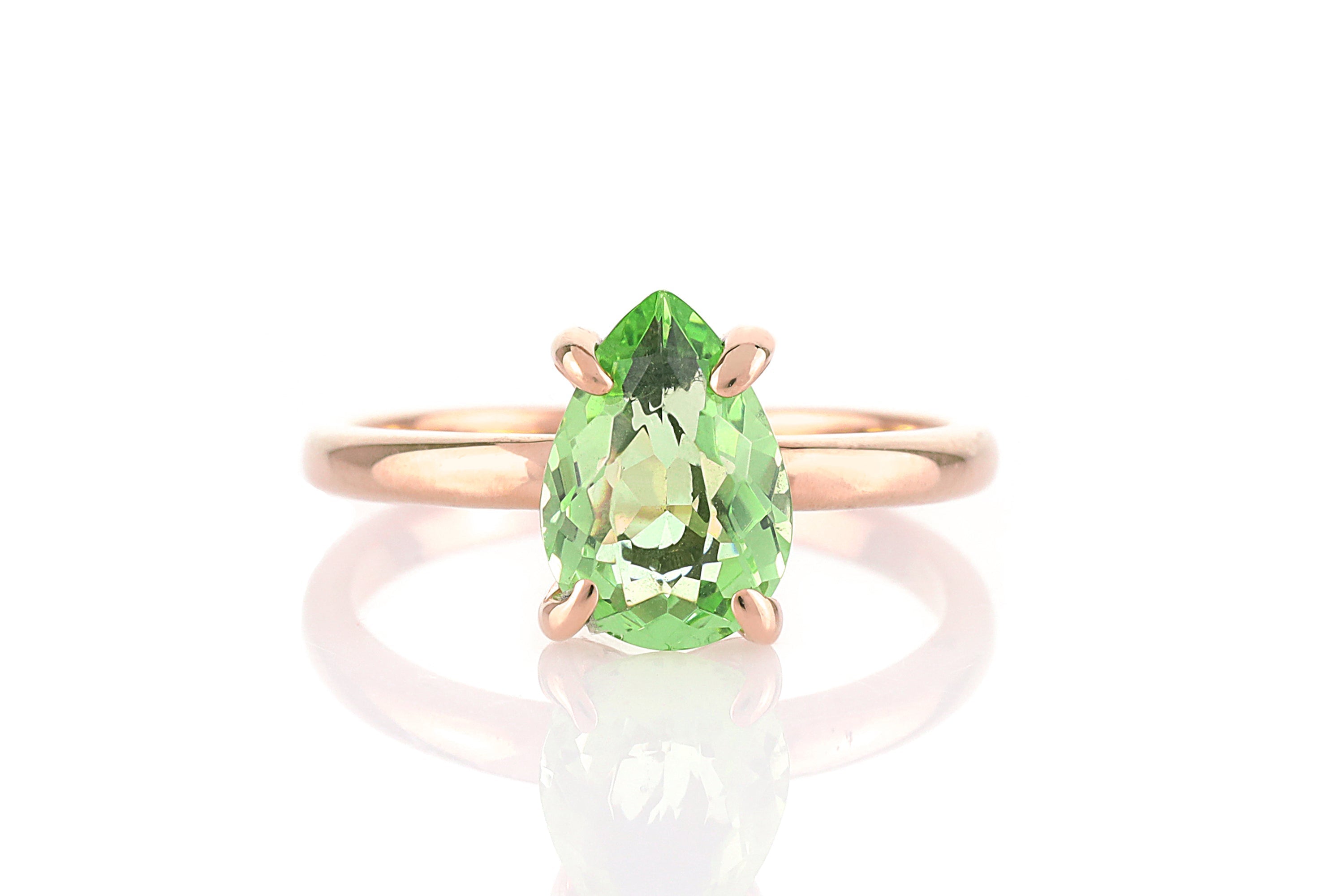 October Birthstone Green Tourmaline Gold Ring Rings Anemone Unique