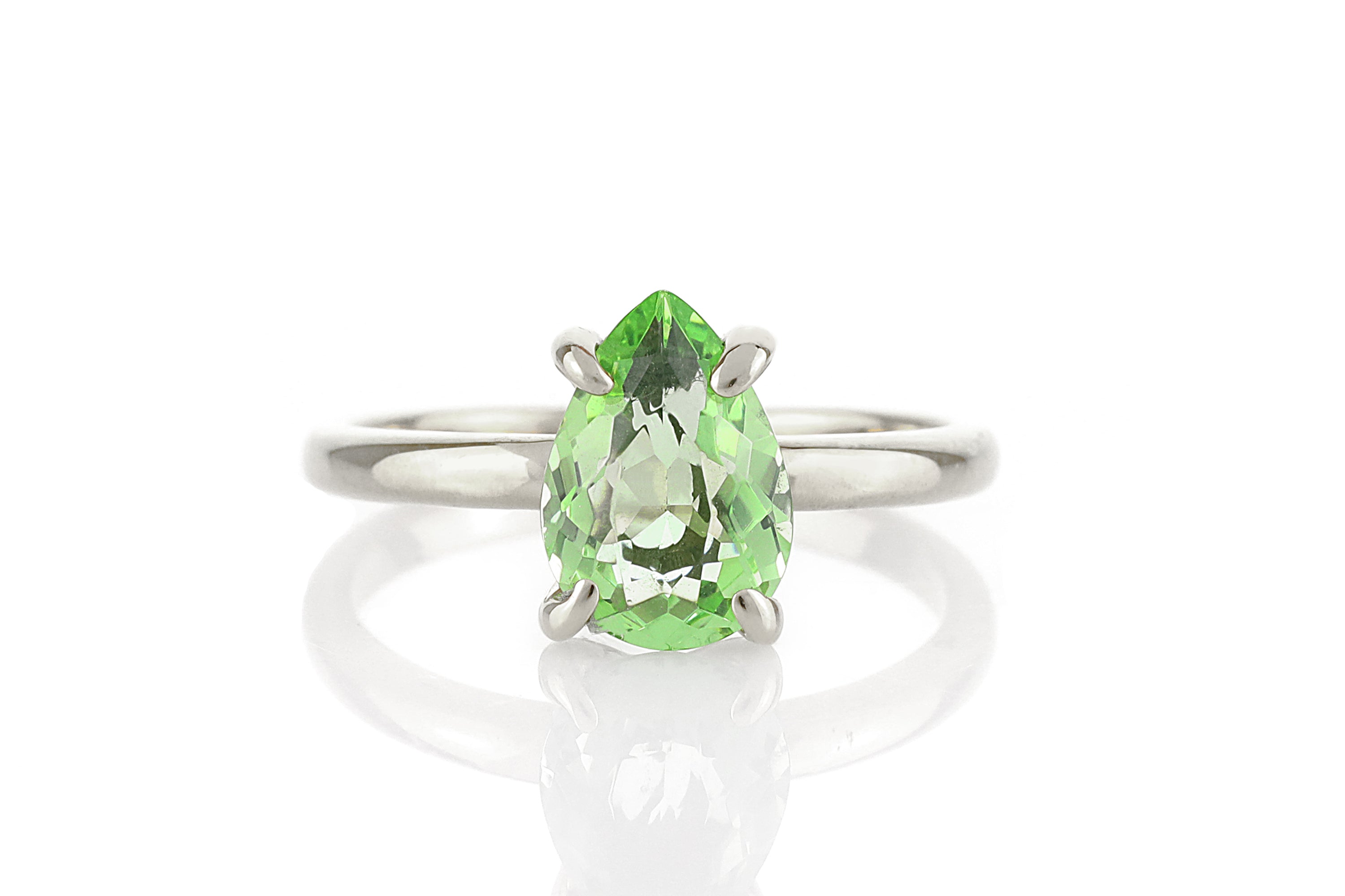 Sterling Silver Pear Cut Green Tourmaline Ring Rings Anemone Unique