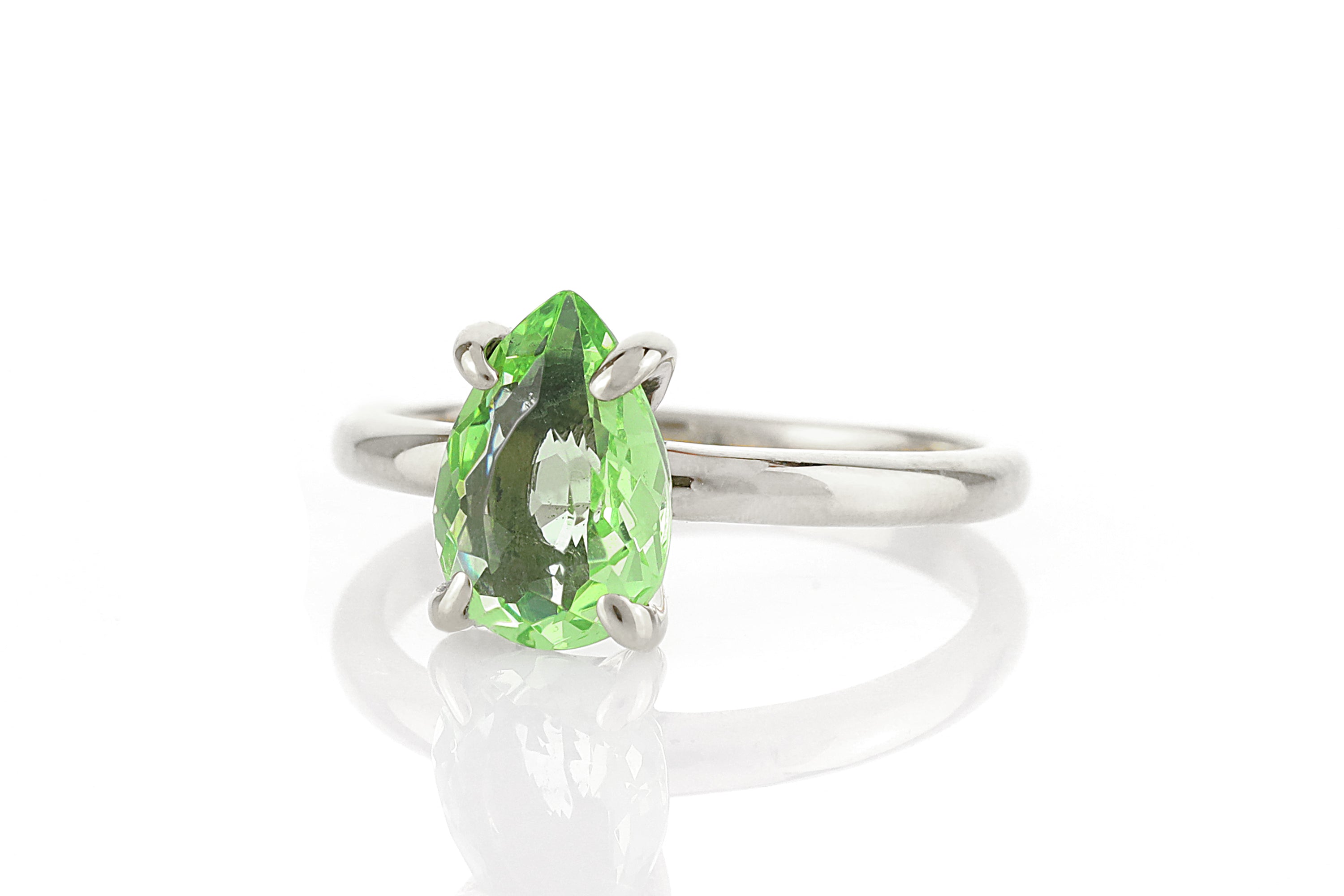 Sterling Silver Pear Cut Green Tourmaline Ring Rings Anemone Unique