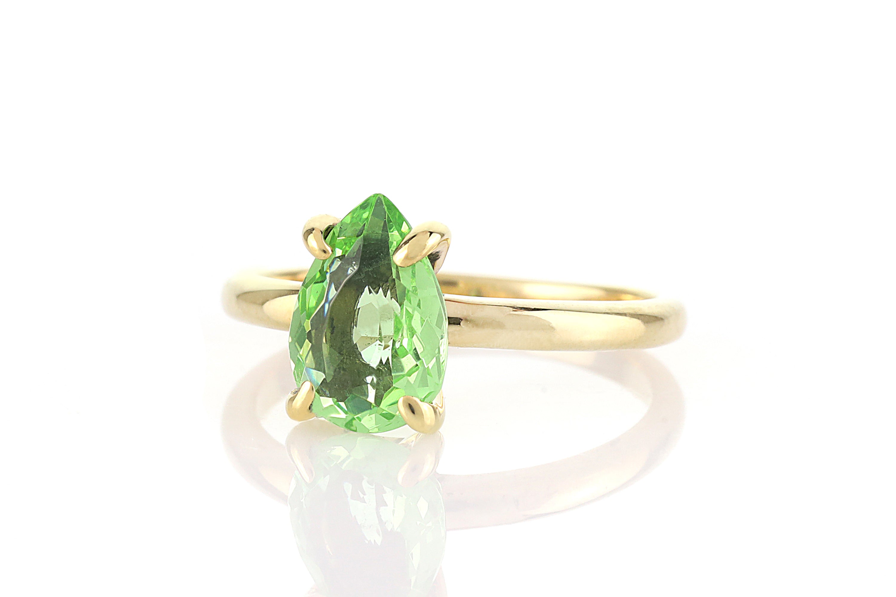 October Birthstone Green Tourmaline Gold Ring Rings Anemone Unique