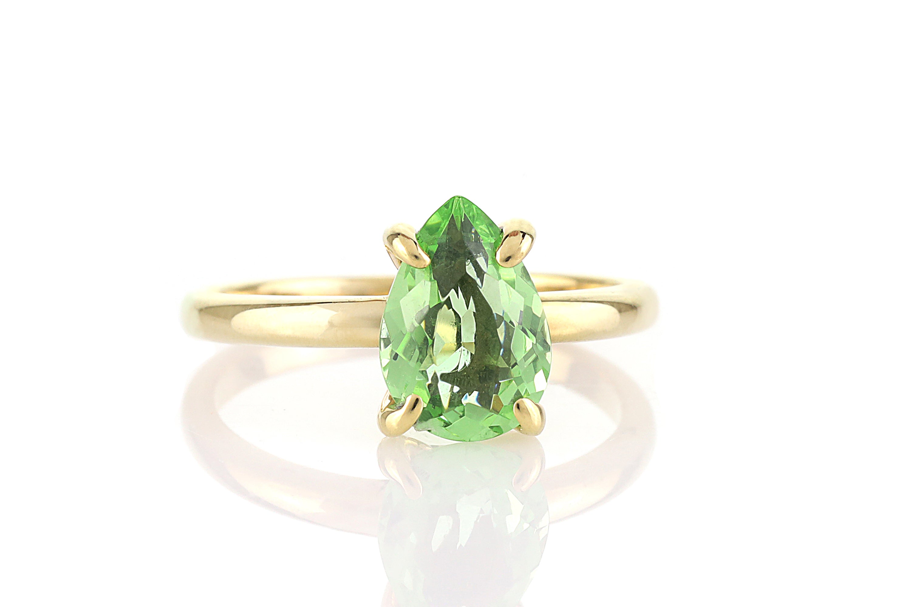 October Birthstone Green Tourmaline Gold Ring Rings Anemone Unique