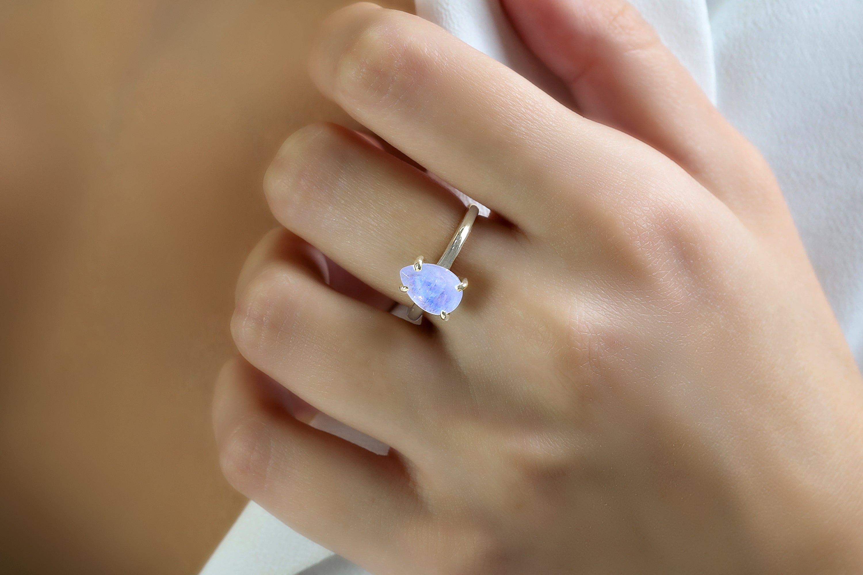 Pear Moonstone Rose Gold Ring Rings Anemone Unique