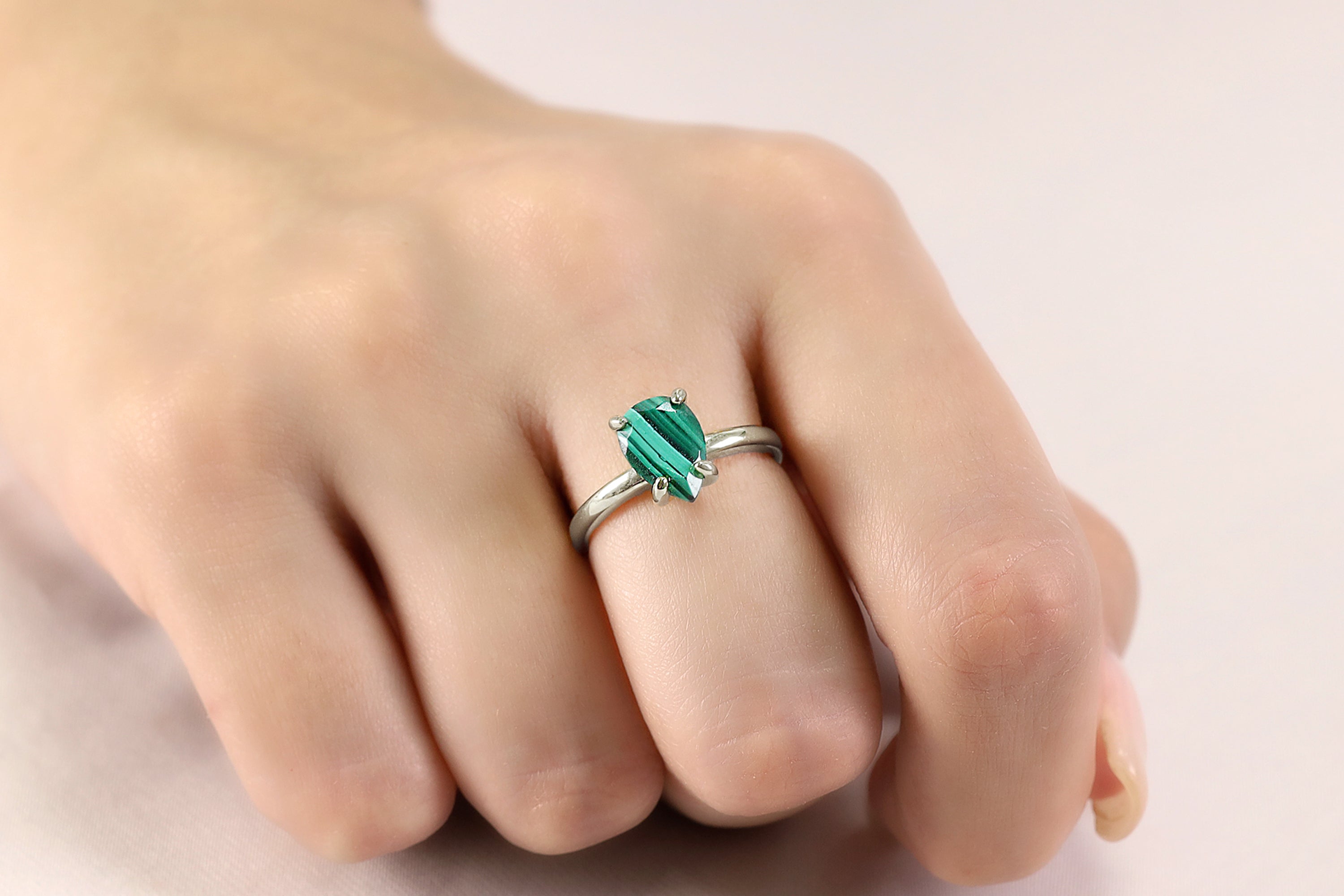 Fab Malachite Ring in Custom Gold Band Rings Anemone Unique