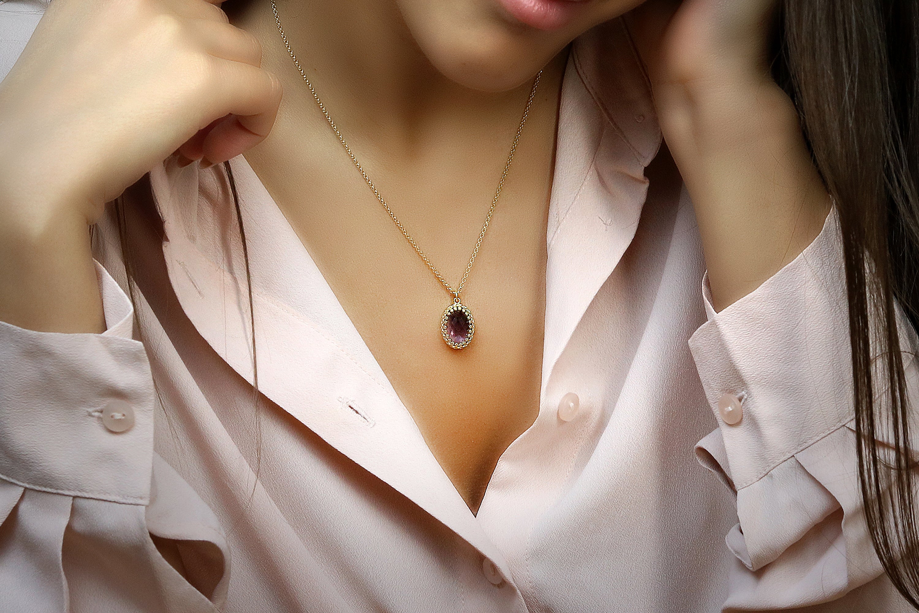 Dainty Amethyst Necklace in 14k Gold necklaces Anemone Jewelry