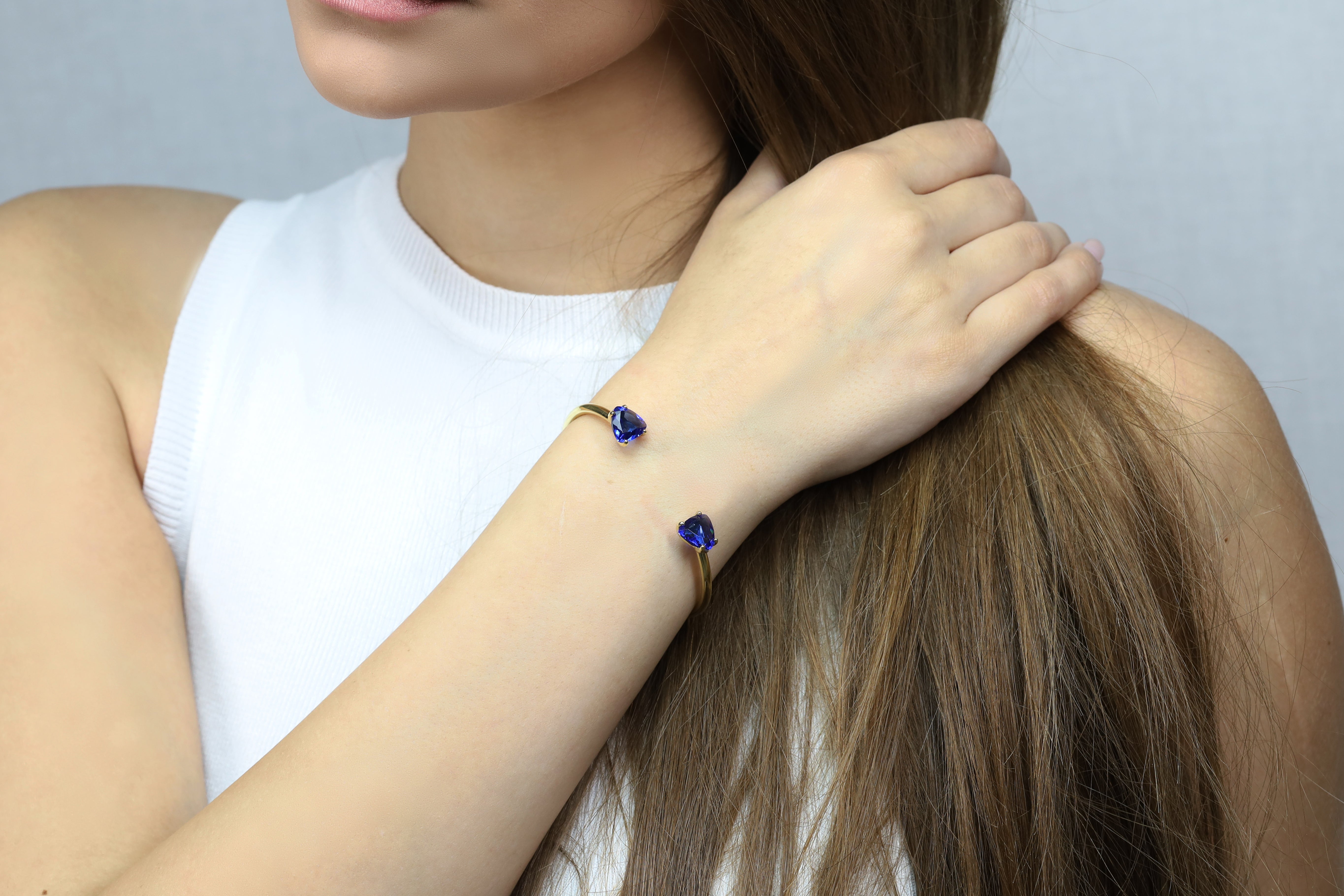Two Stone Open Sapphire Bracelet in Gold Bracelets Anemone Unique