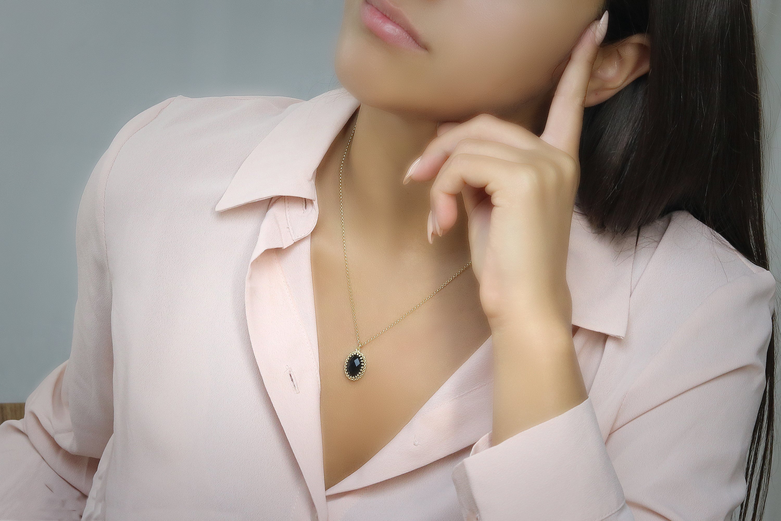 Dainty Black Onyx Necklace necklaces Anemone Jewelry