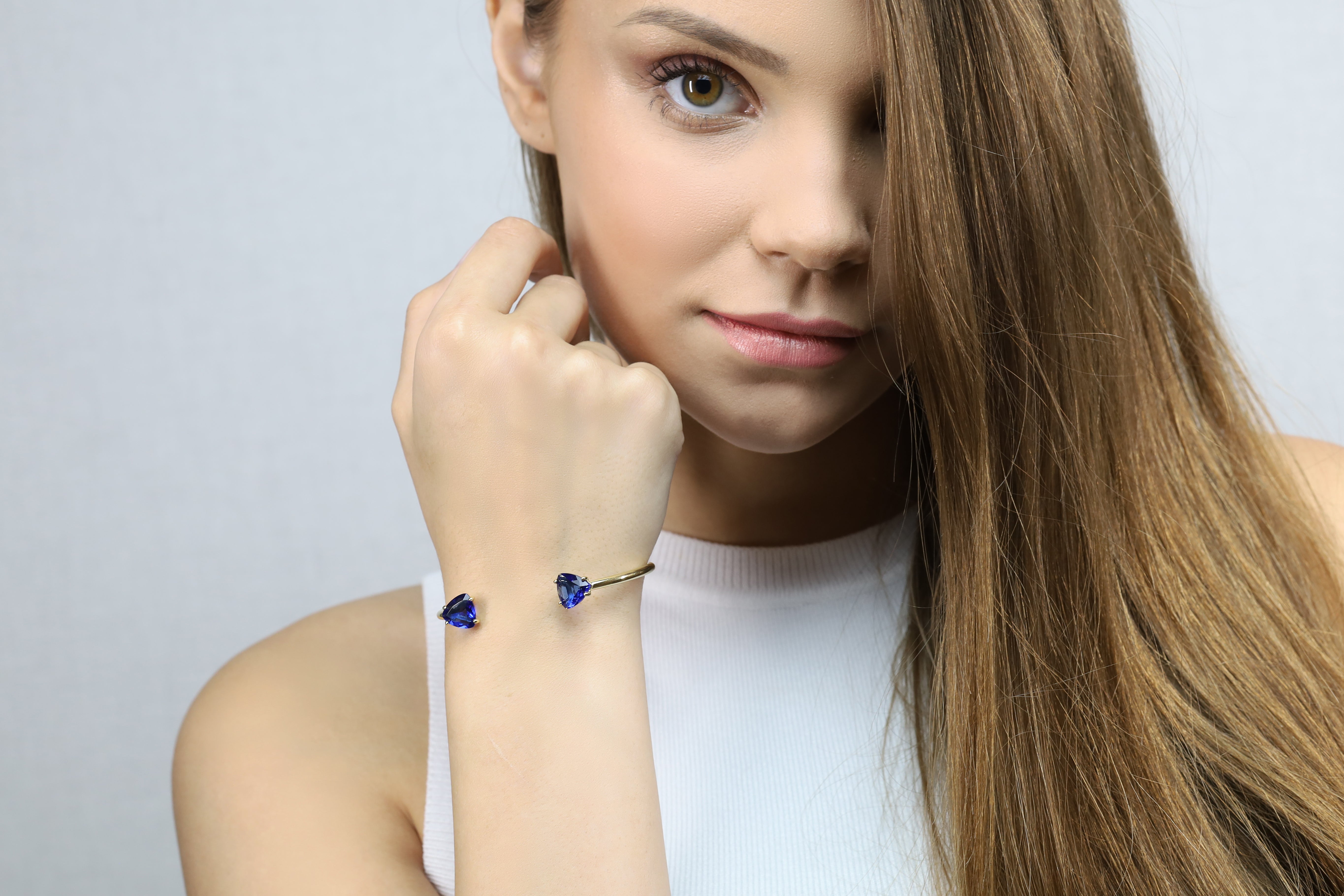 Two Stone Open Sapphire Bracelet in Gold Bracelets Anemone Unique