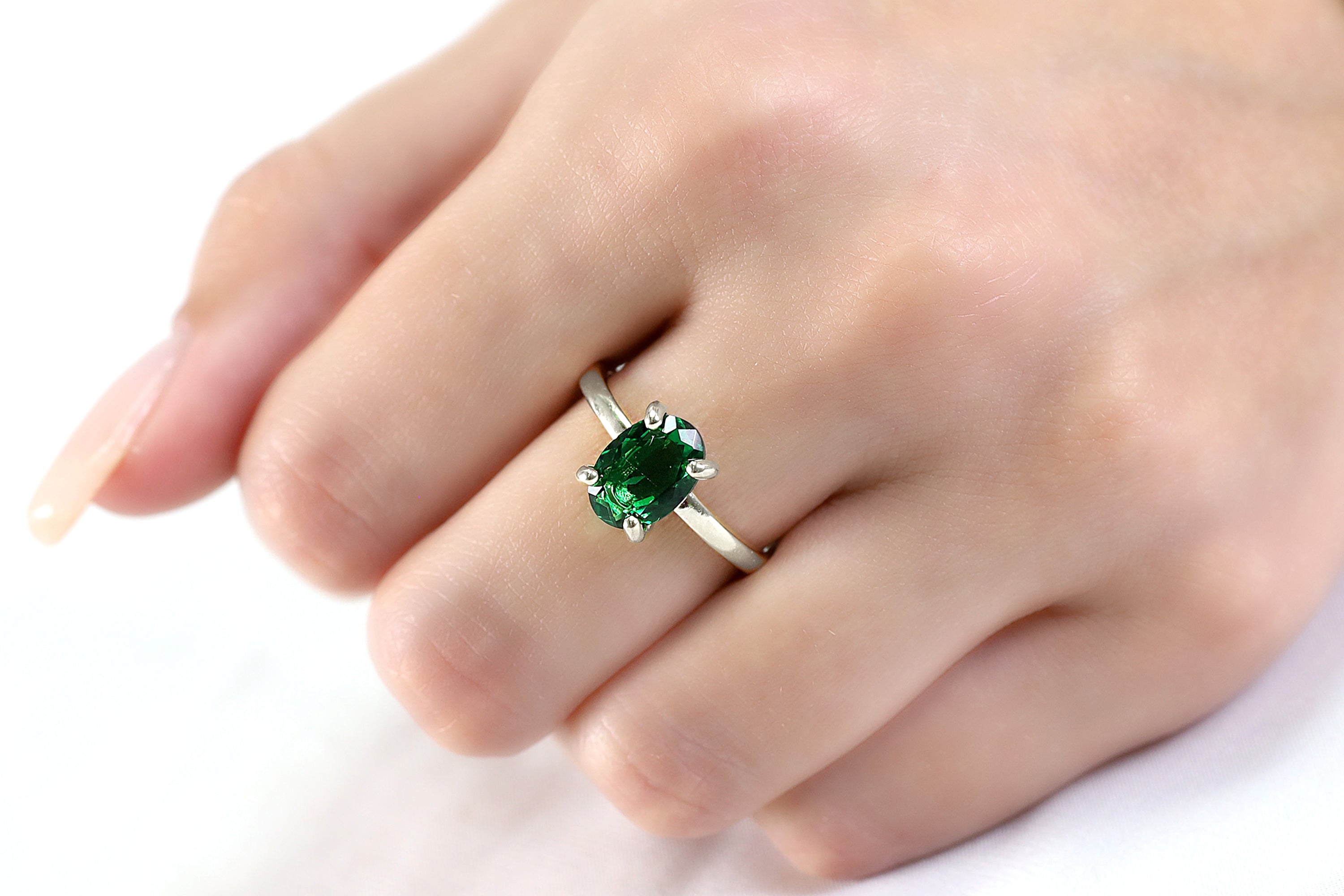 Classy Silver Emerald Ring Rings Anemone Unique