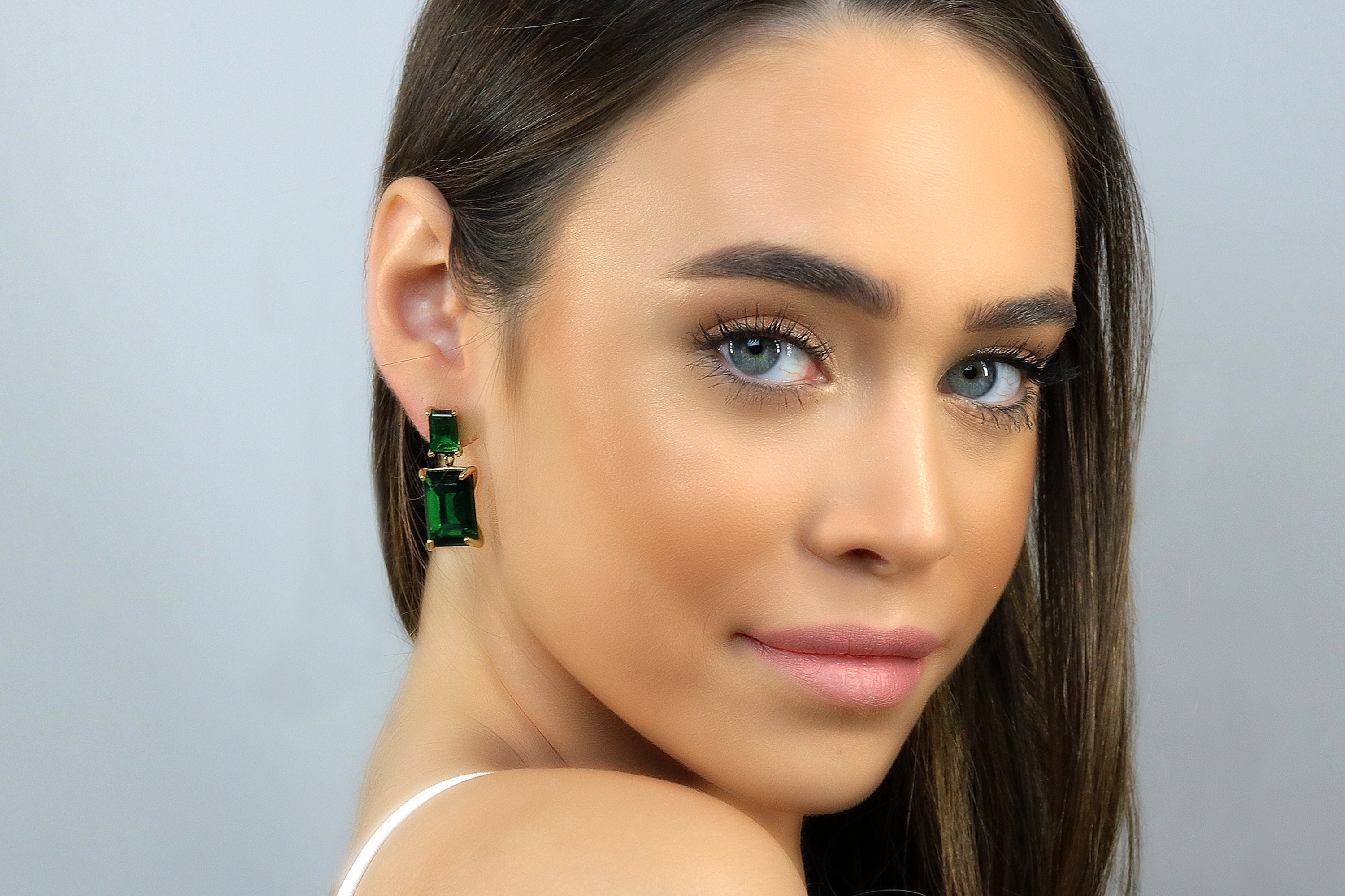 Exquisite Long Emerald Sterling Silver Earrings Earrings Anemone Jewelry