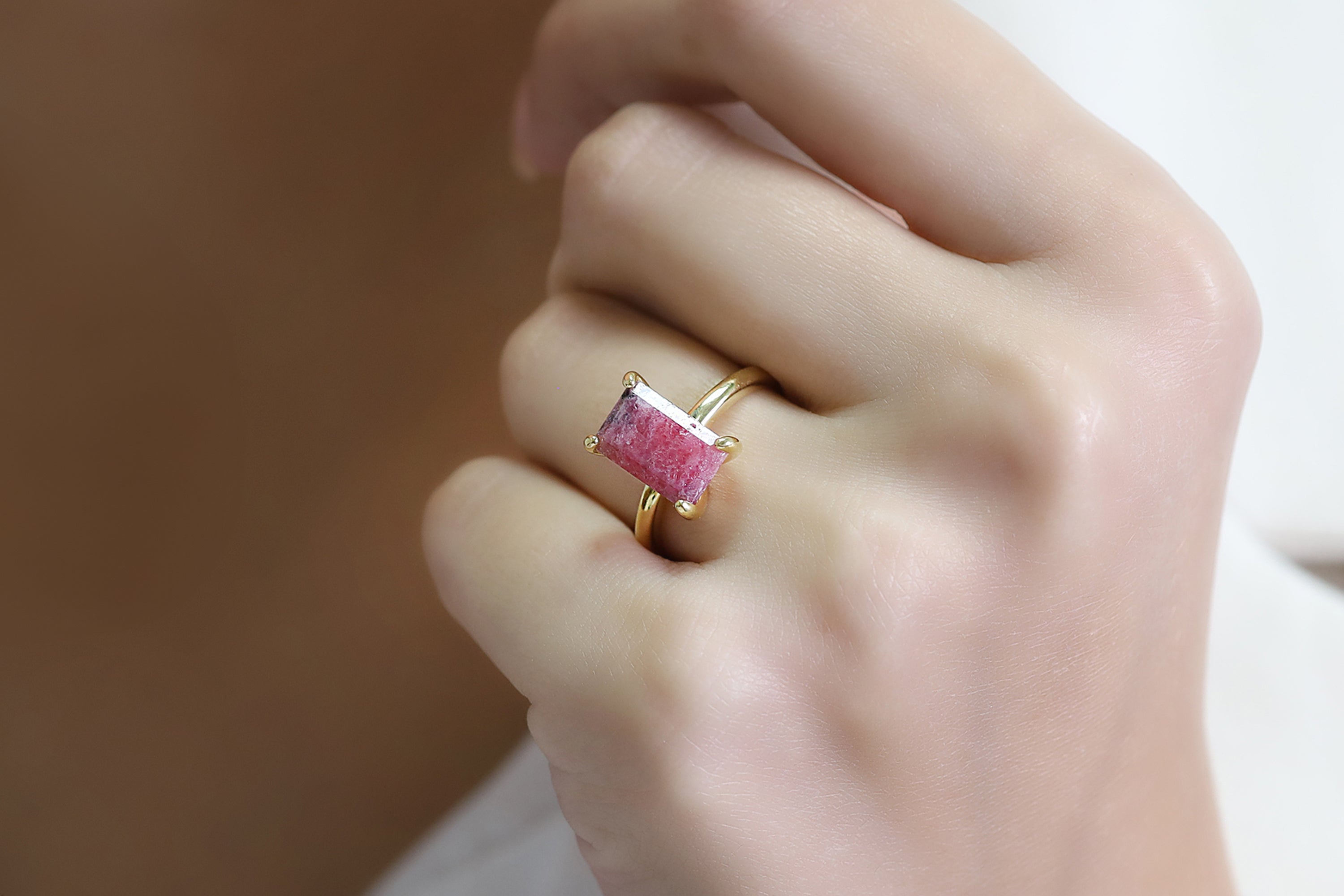 Sterling Silver Ring with Rhodonite Gemstone Rings Anemone Unique