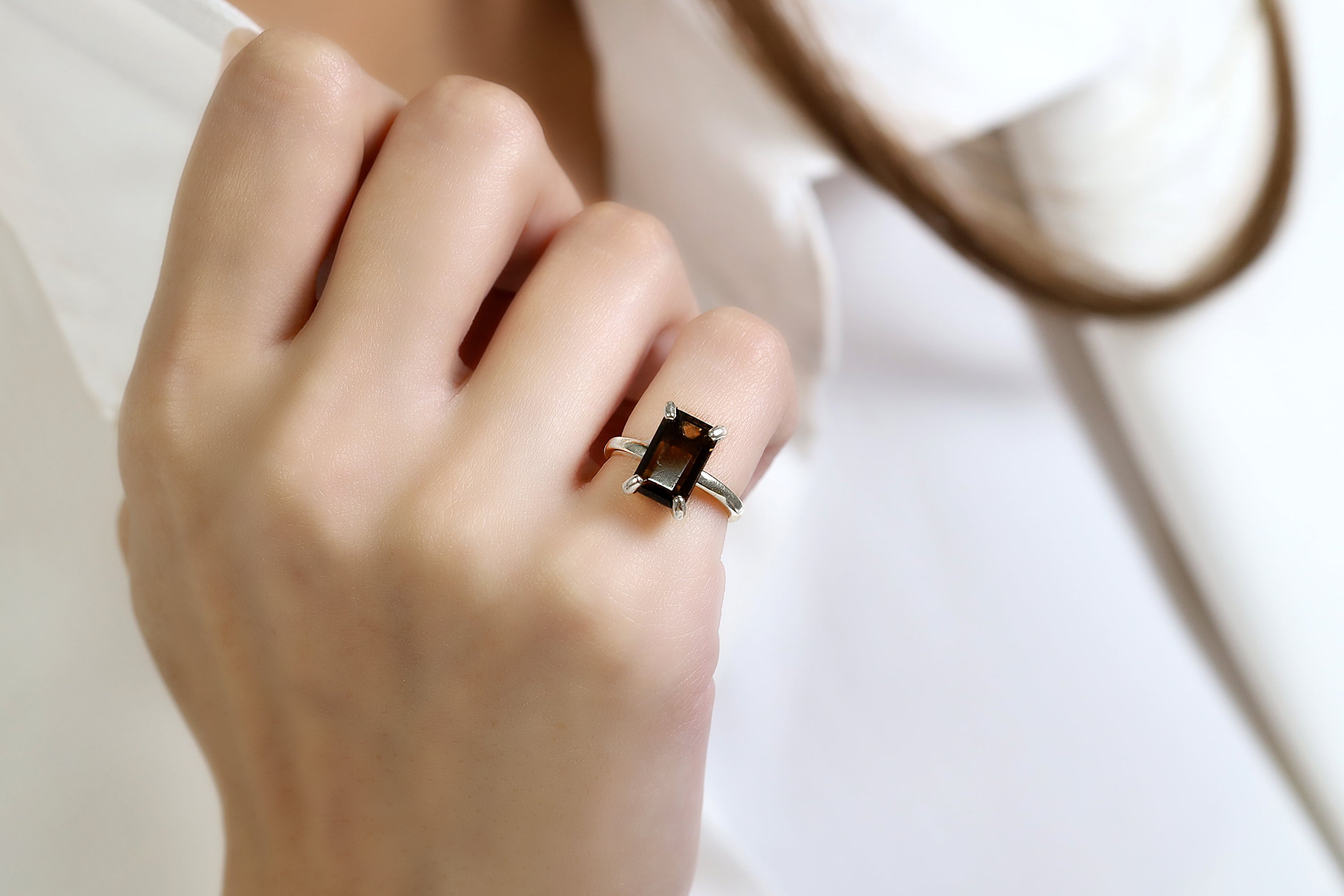 Smoky Quartz Ring in 14K Gold - Custom Ring for Engagement, Birthdays, Anniversaries and Other Celebrations - Handmade Quartz Rings for Women Rings Anemone Unique