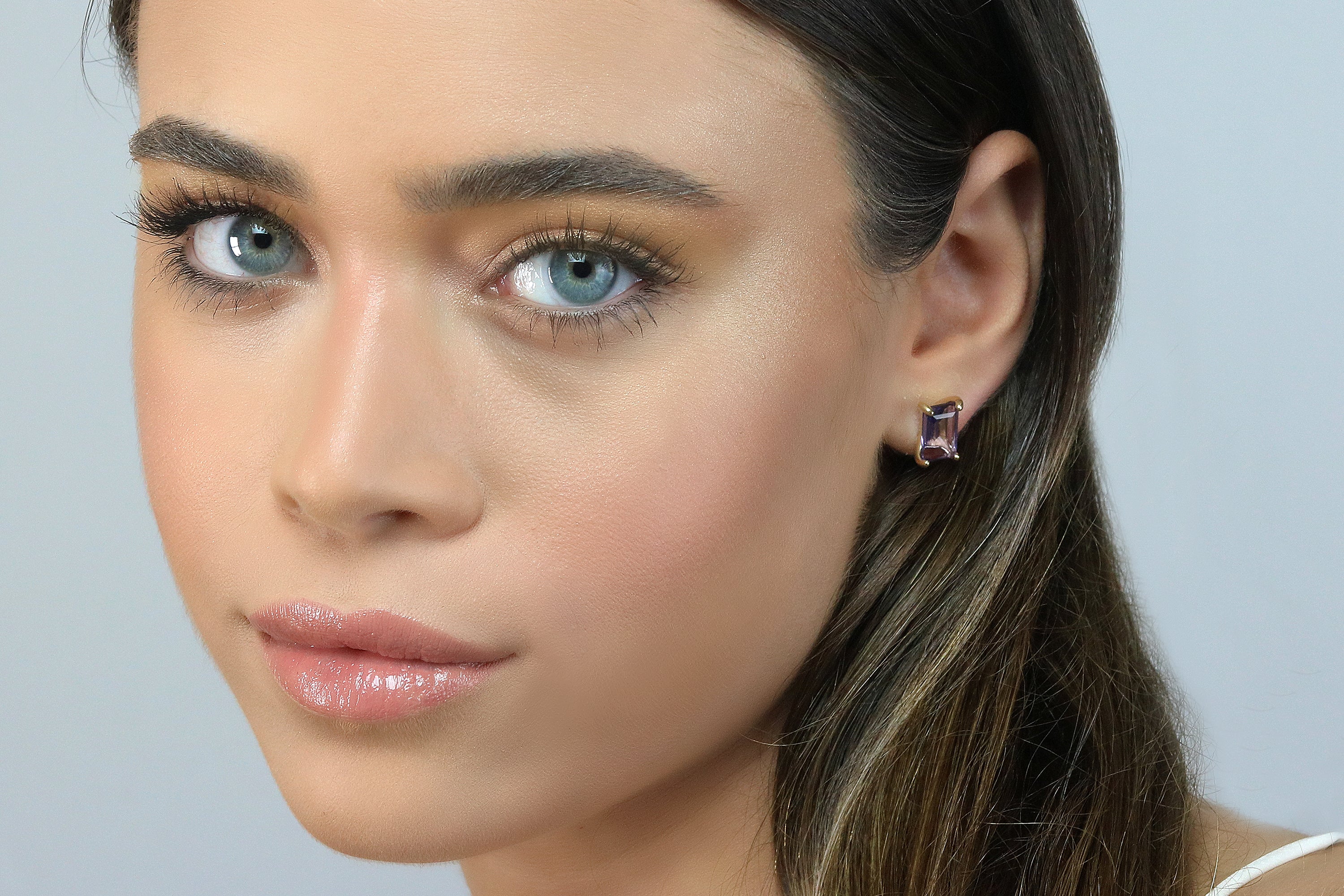 Amazing Amethyst Stud Earrings in Gold Earrings Anemone Unique