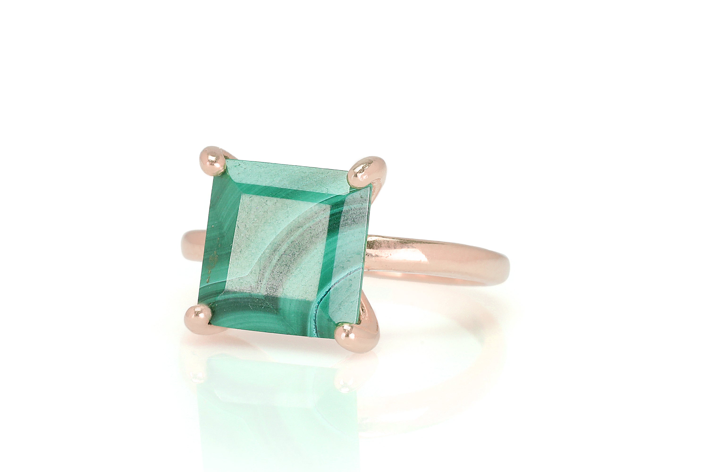Sterling Silver Square Malachite Ring Rings Anemone Unique