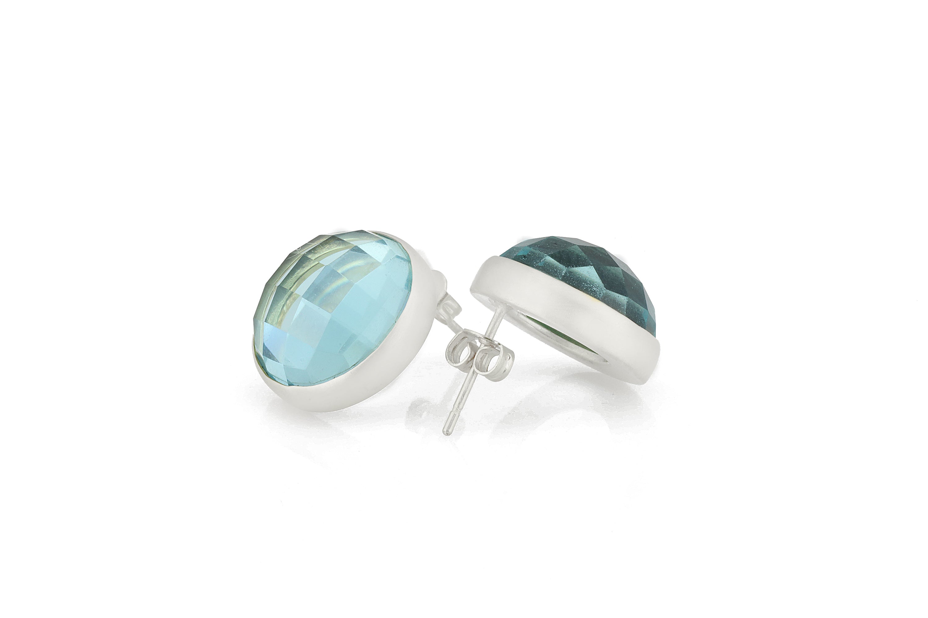 Blue Topaz Gold Bezel Earrings Earrings Anemone Limited