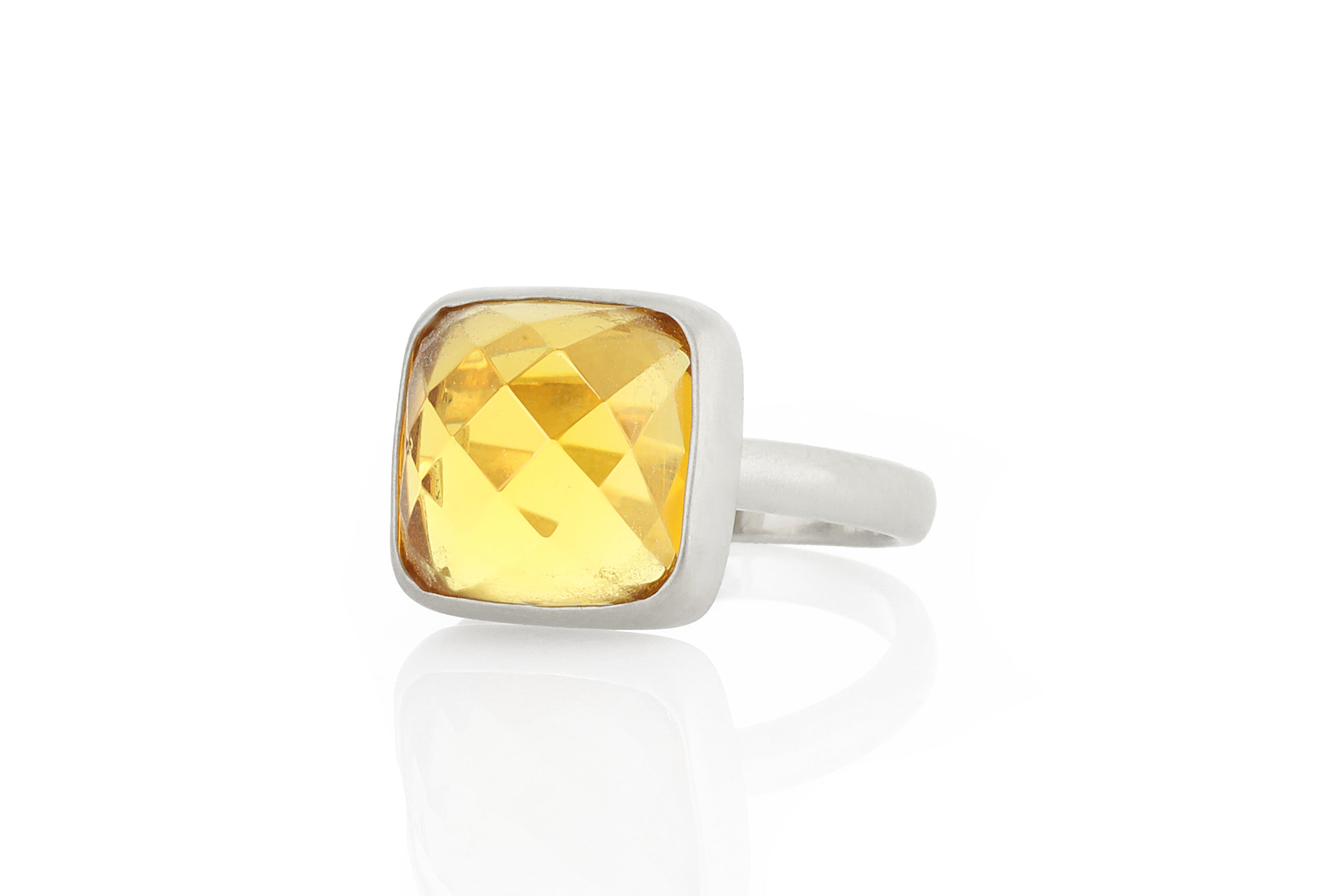 14k Gold Square Bezel Citrine Ring Rings Anemone Limited