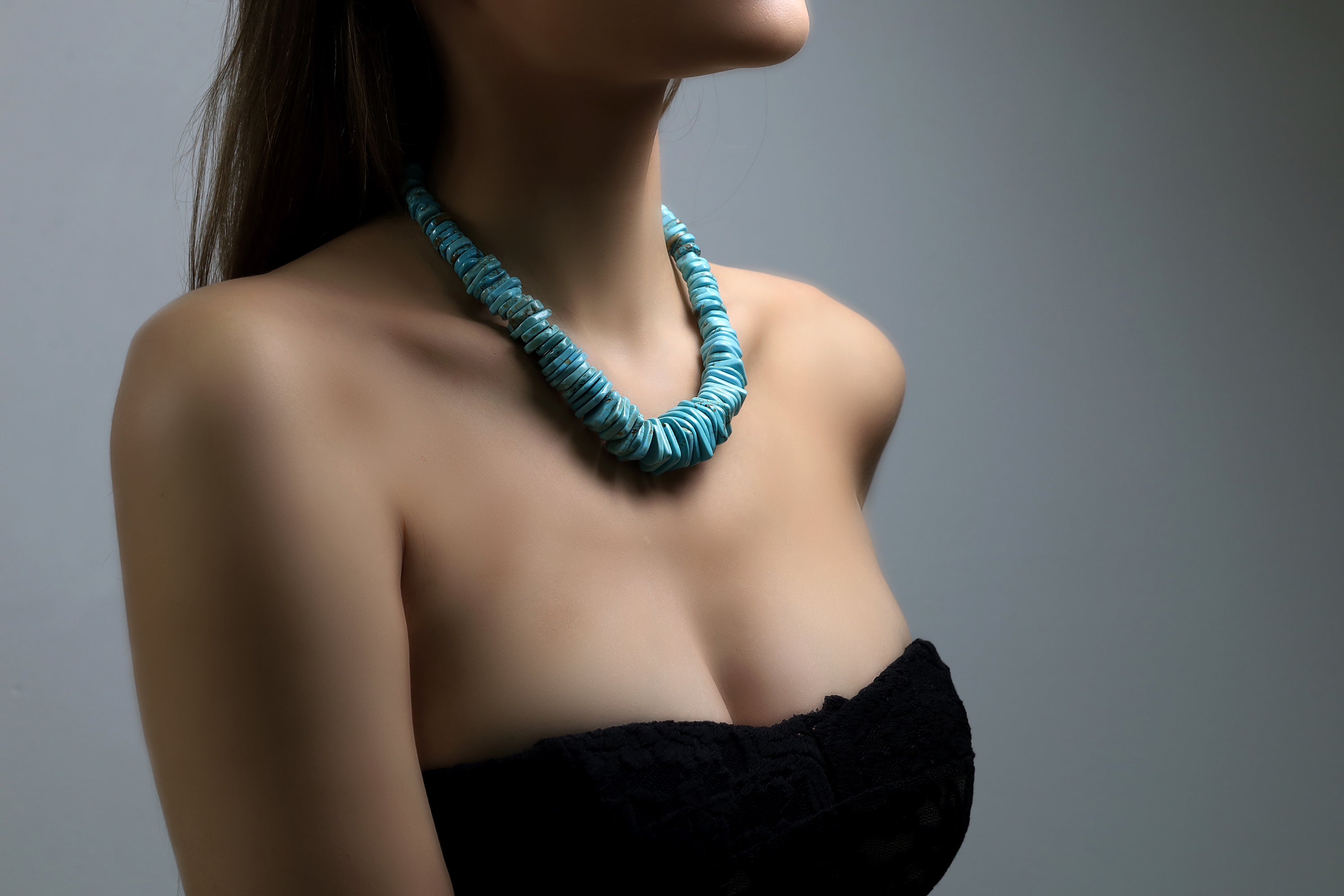 Turquoise Slices Beaded Gold Necklace necklaces Anemone Jewelry