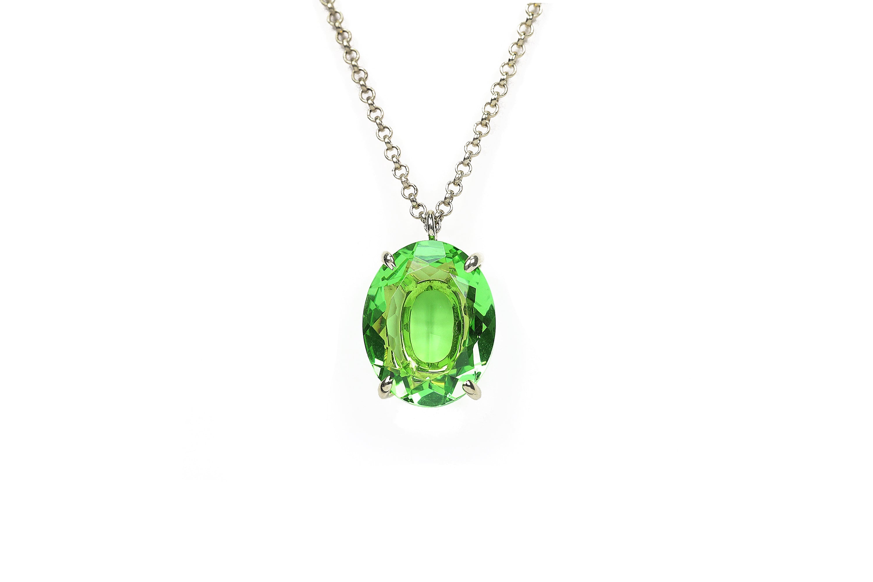 14k Gold Filled Oval Cut Green Tourmaline Necklace necklaces Anemone Jewelry